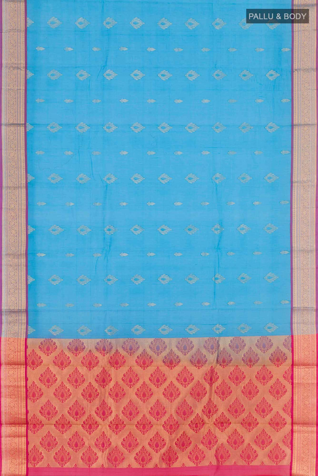 Blue Blended Kora Cotton Saree