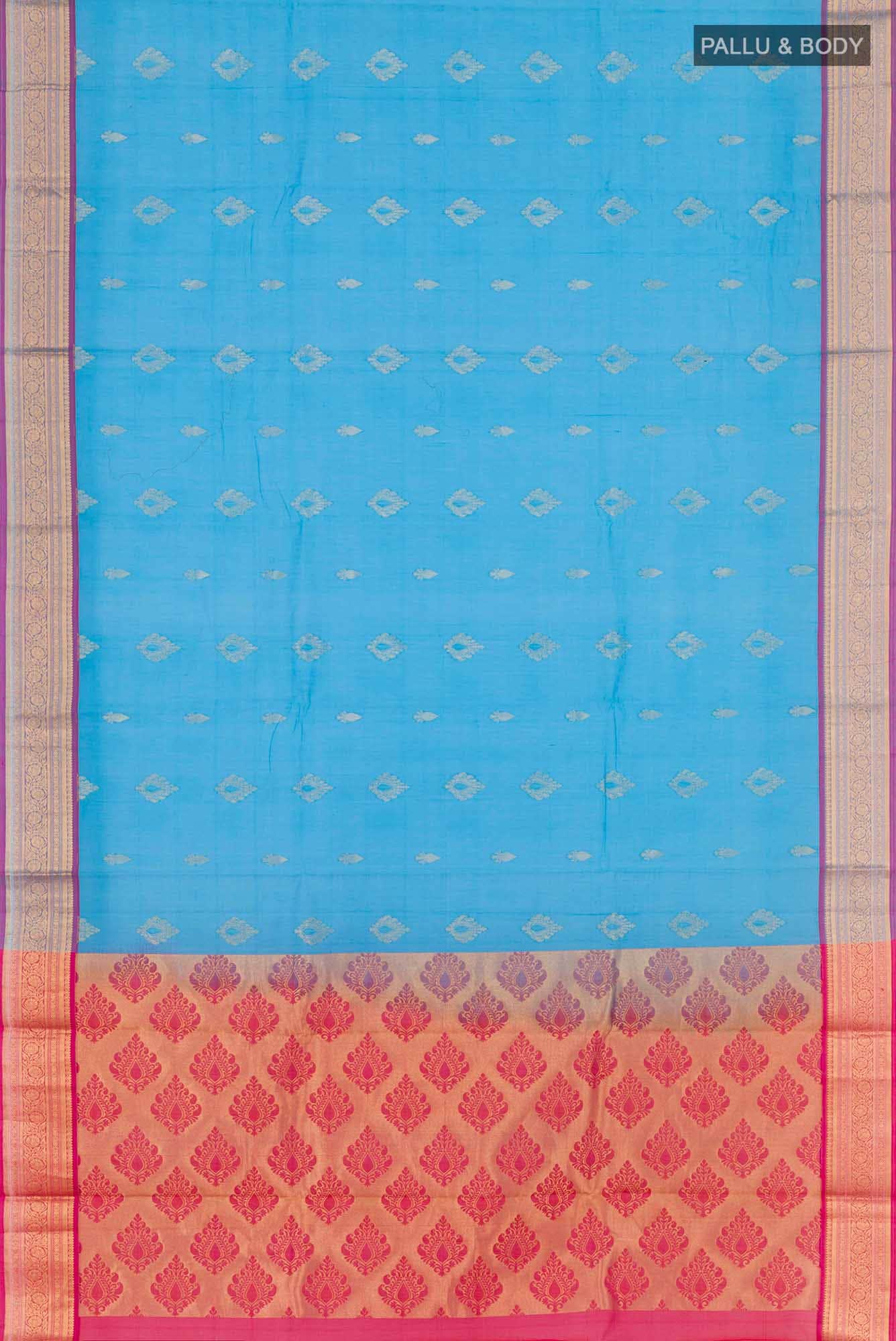 Blue Blended Kora Cotton Saree