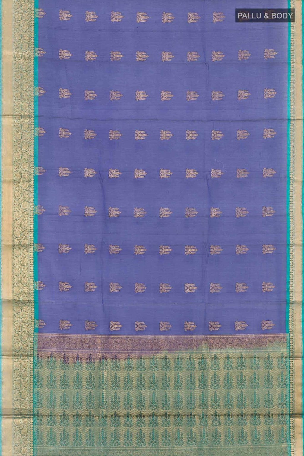 Dark Blue Blended Kora Cotton Saree
