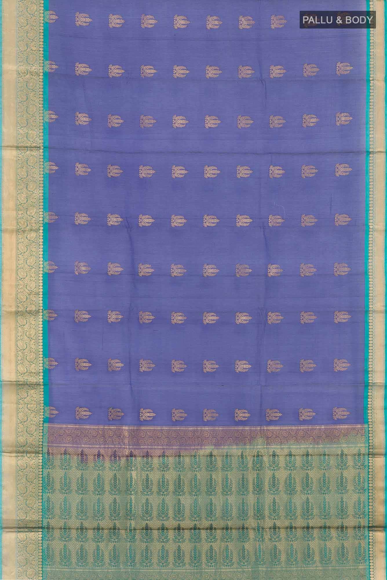 Dark Blue Blended Kora Cotton Saree