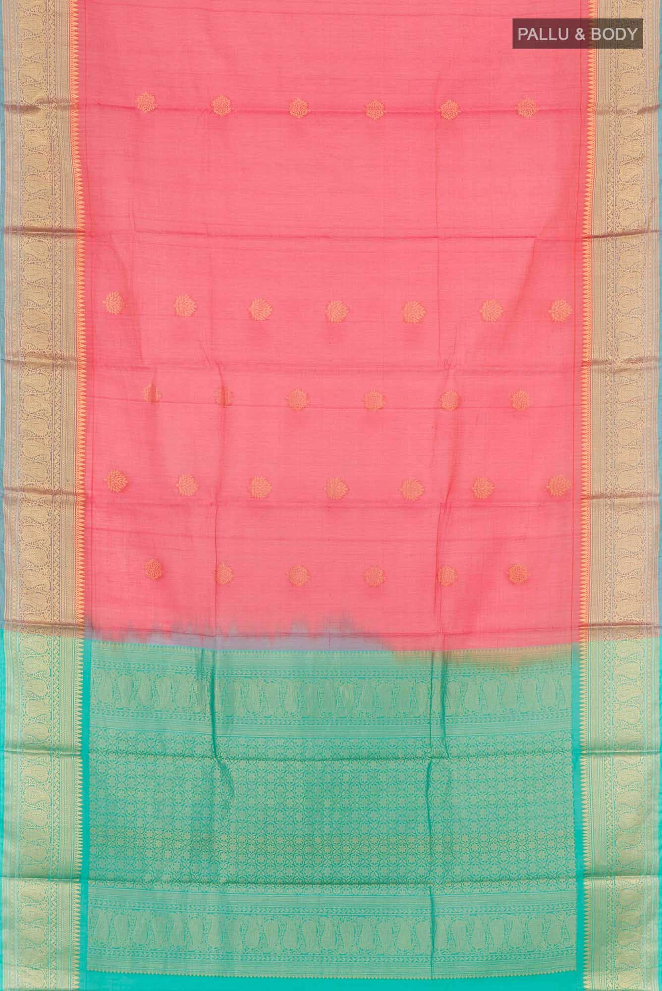 Red Dual Tone Blended Kora Cotton Saree