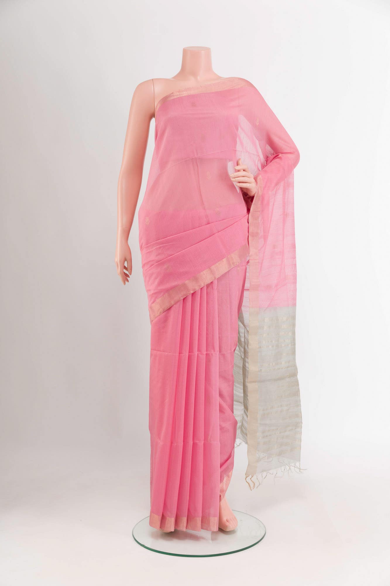 Pink Blended Maheshwari Silk Cotton Saree