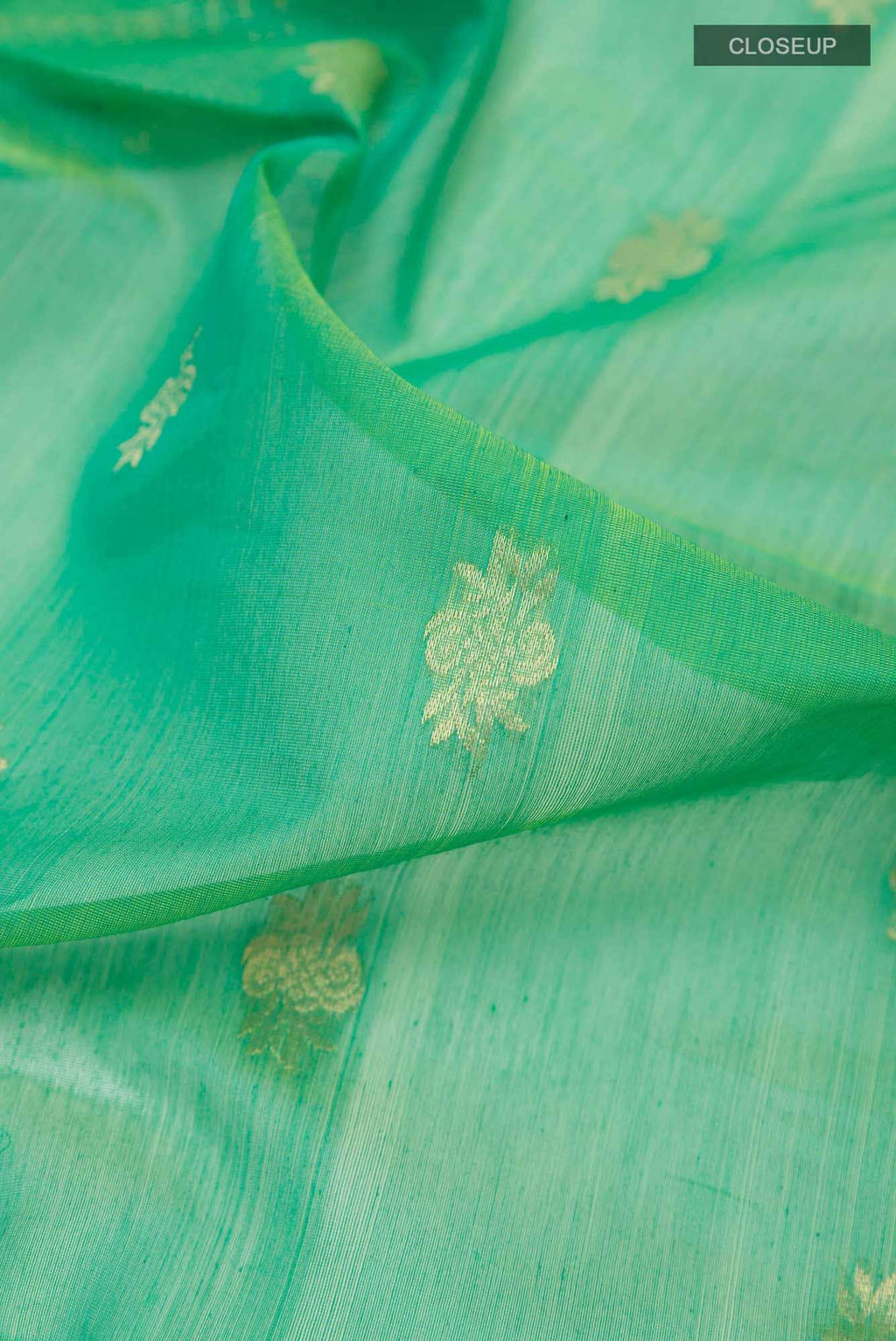 Green Blended Kora Cotton Saree
