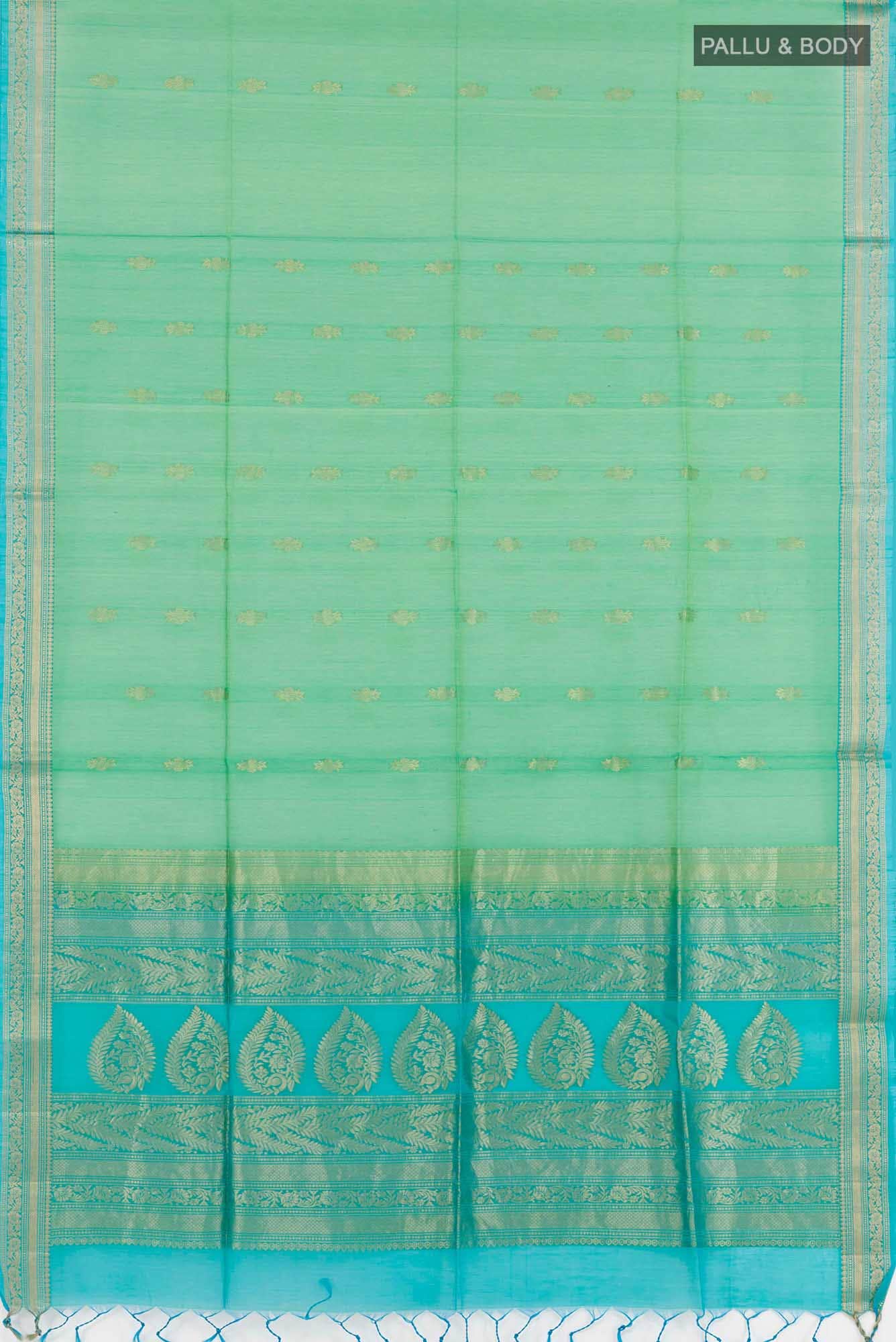 Green Blended Kora Cotton Saree