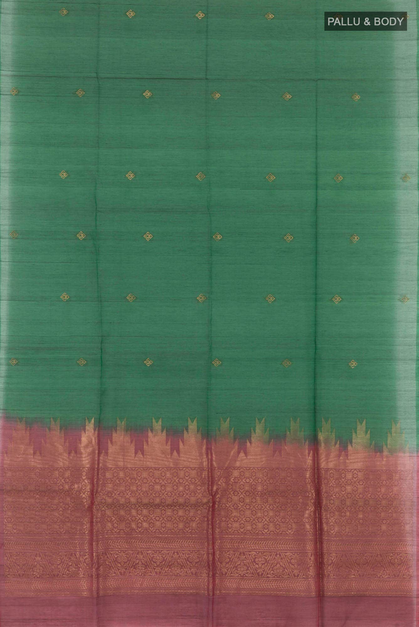 Green Blended Kora Cotton Saree