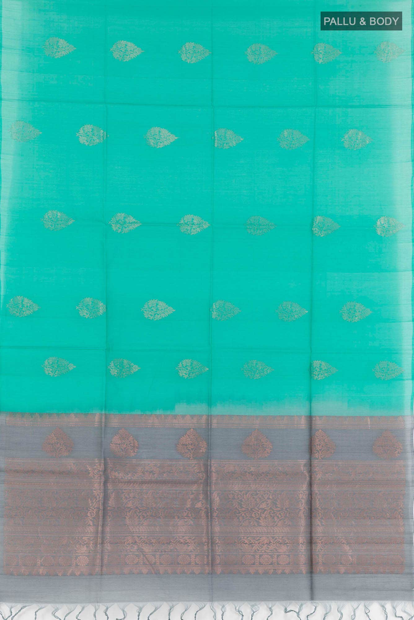 Green Blended Kora Cotton Saree