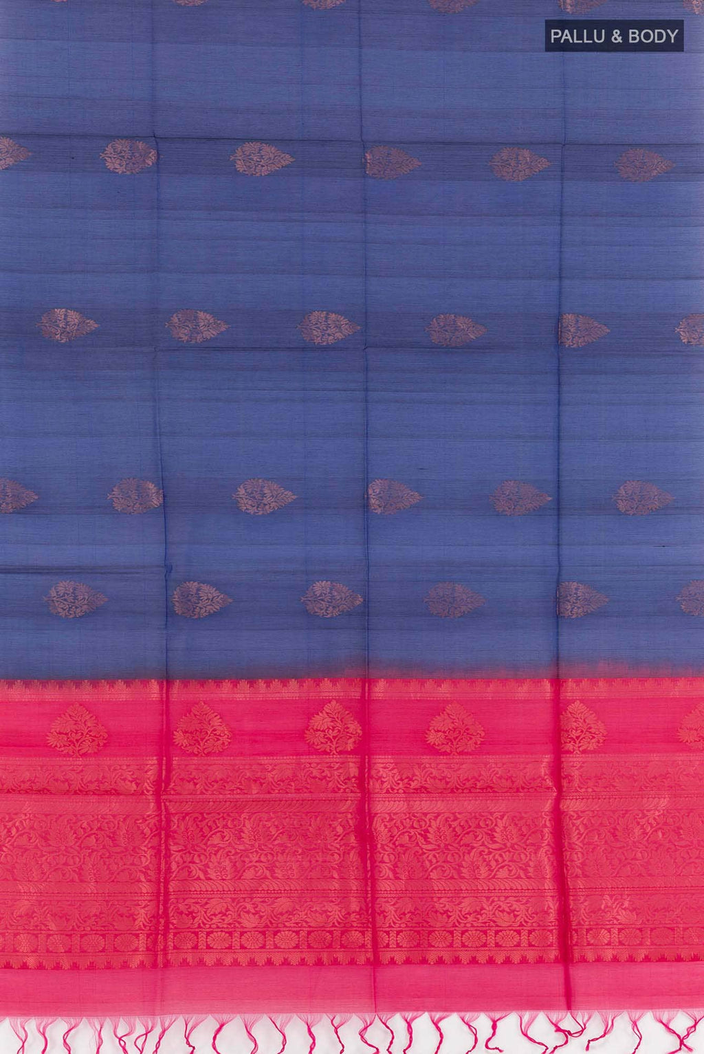 Dark Blue Blended Kora Cotton Saree