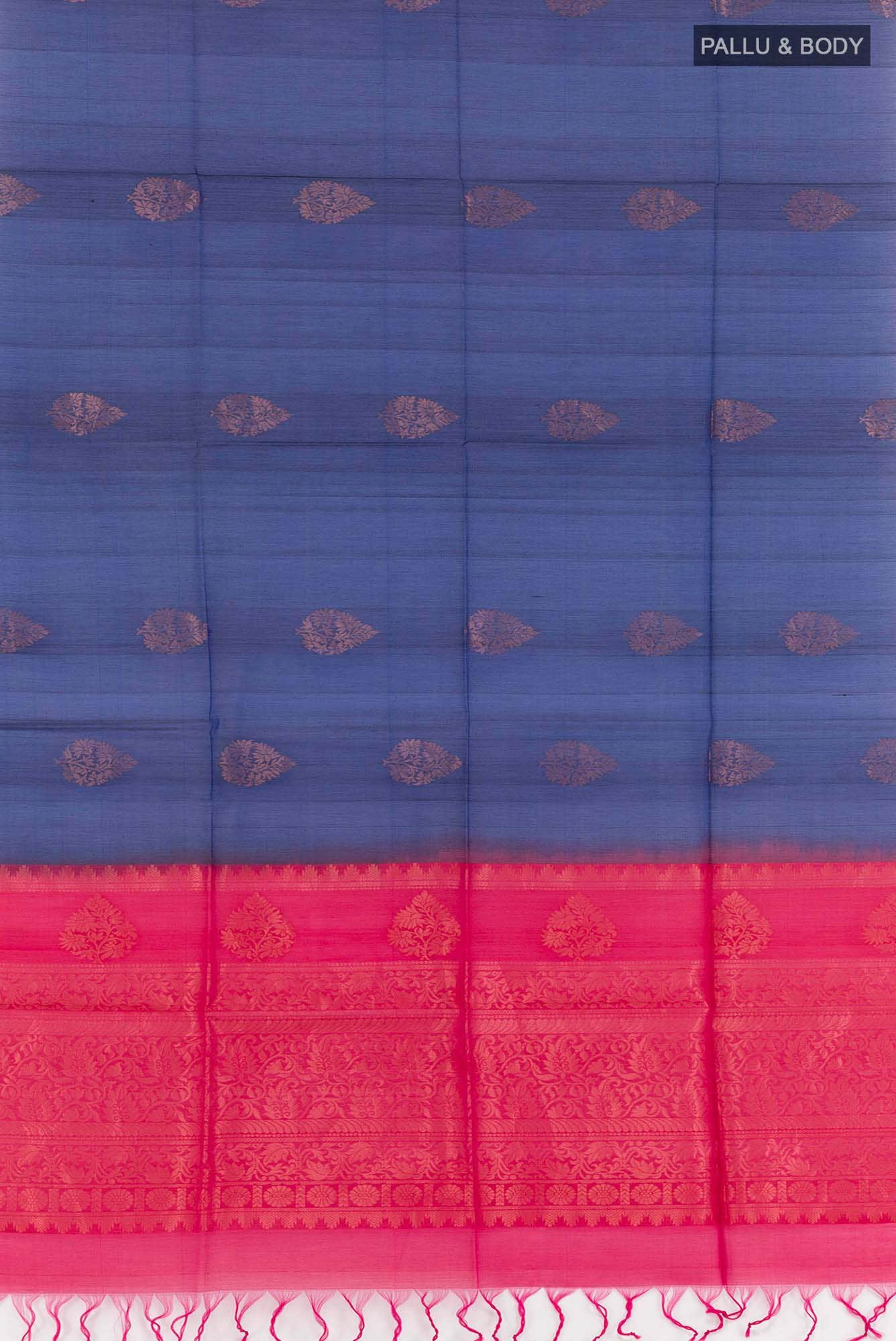 Dark Blue Blended Kora Cotton Saree