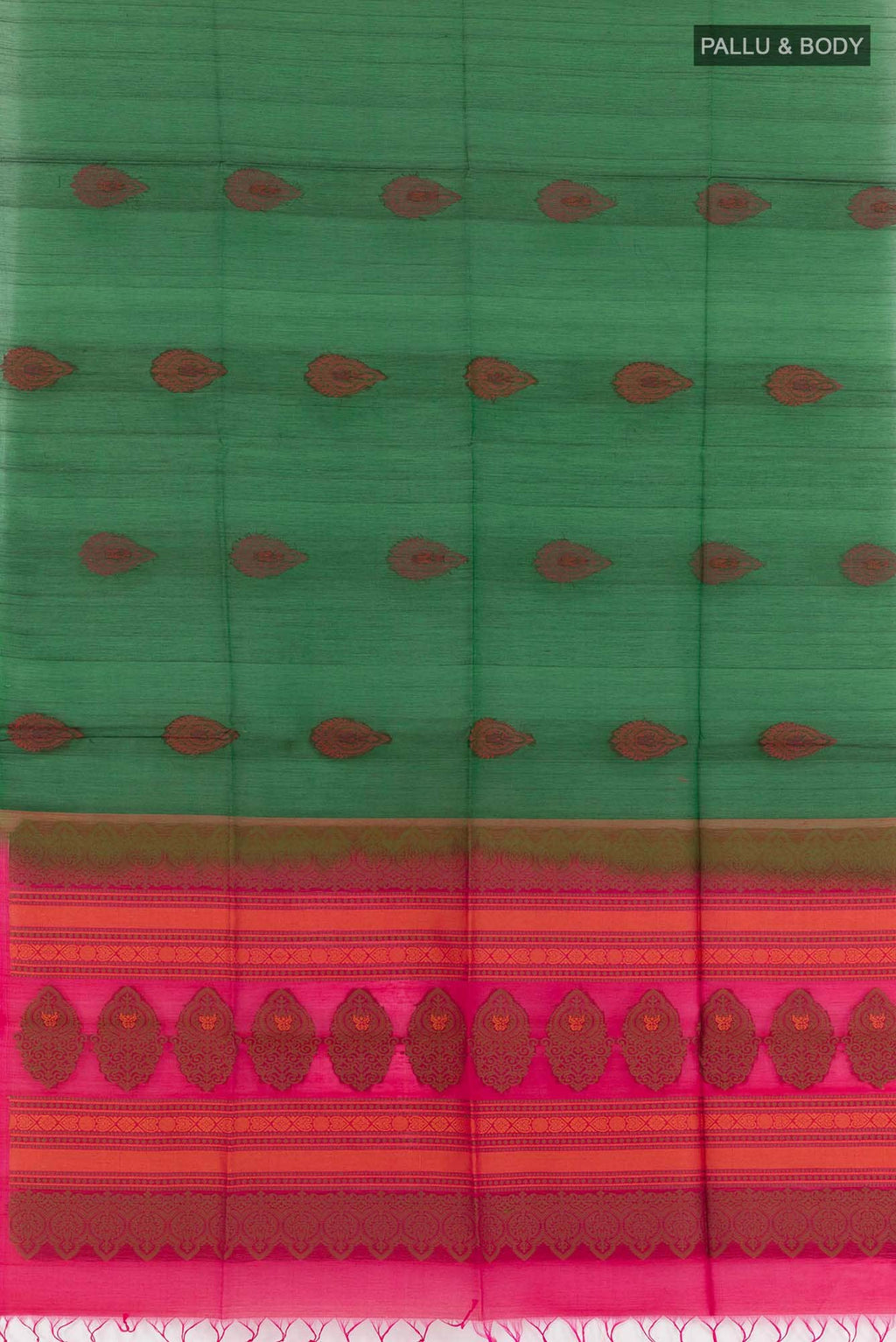 Green Blended Kora Cotton Saree