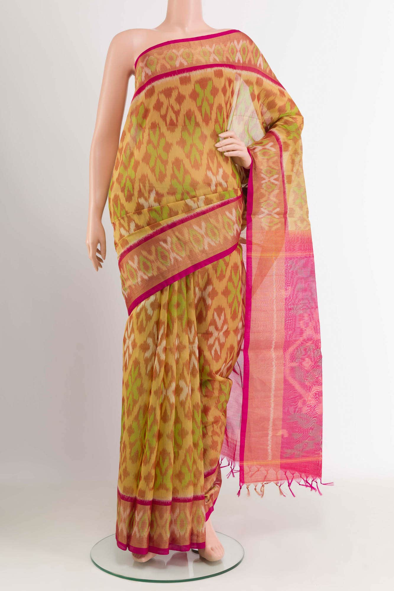 Beige Blended Kora Cotton Saree