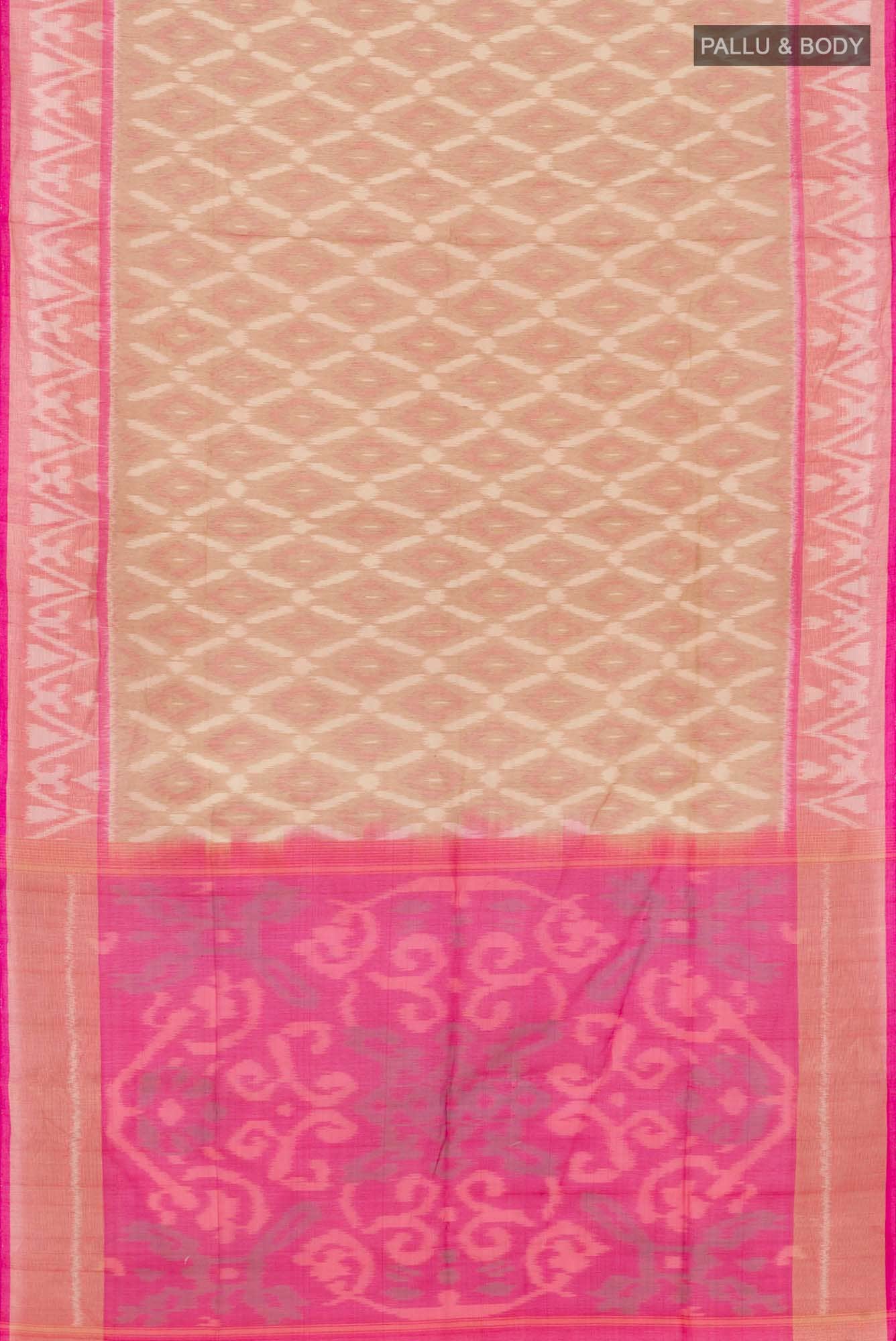 Dark Beige Blended Kora Cotton Saree