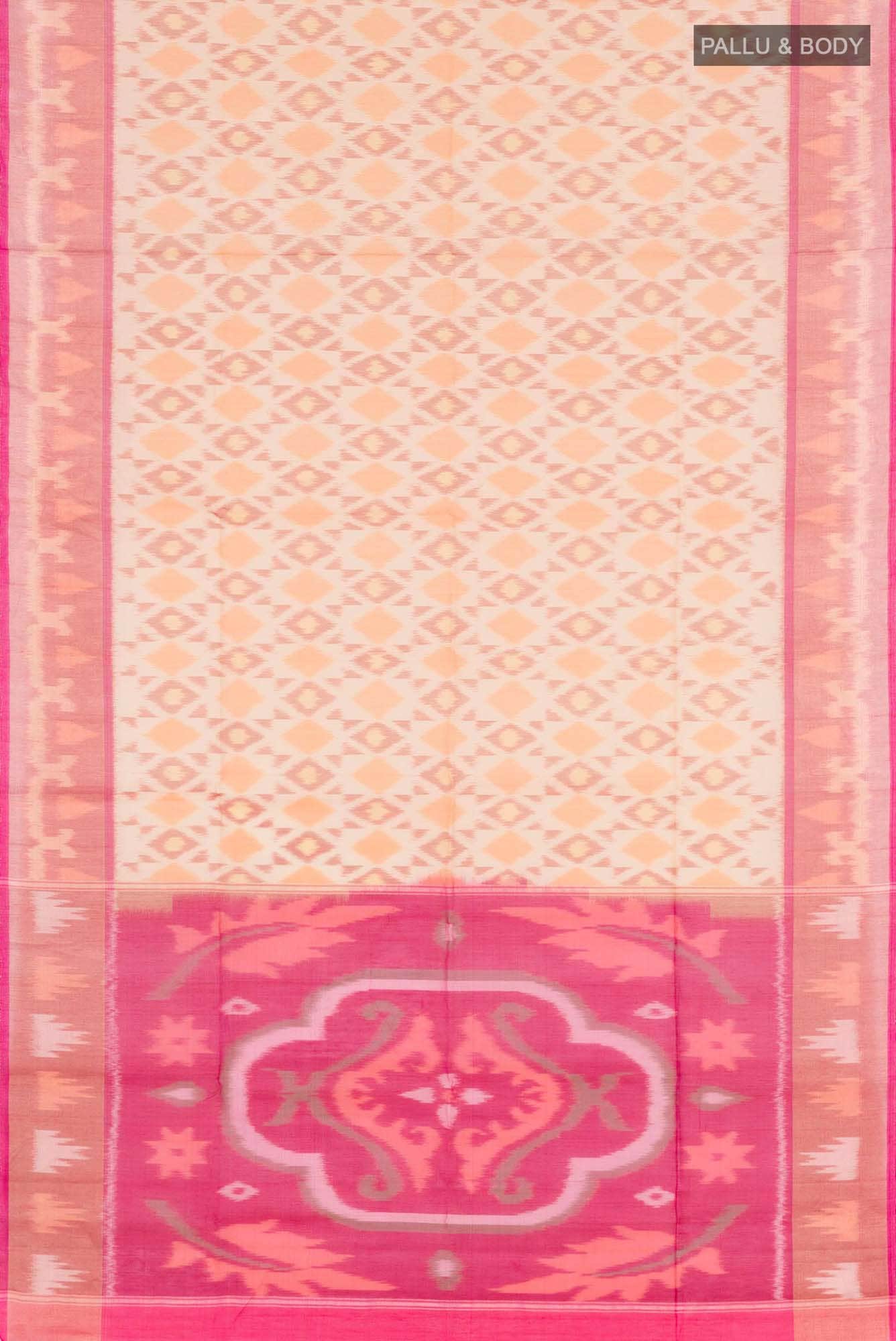 Beige Kora Cotton Saree