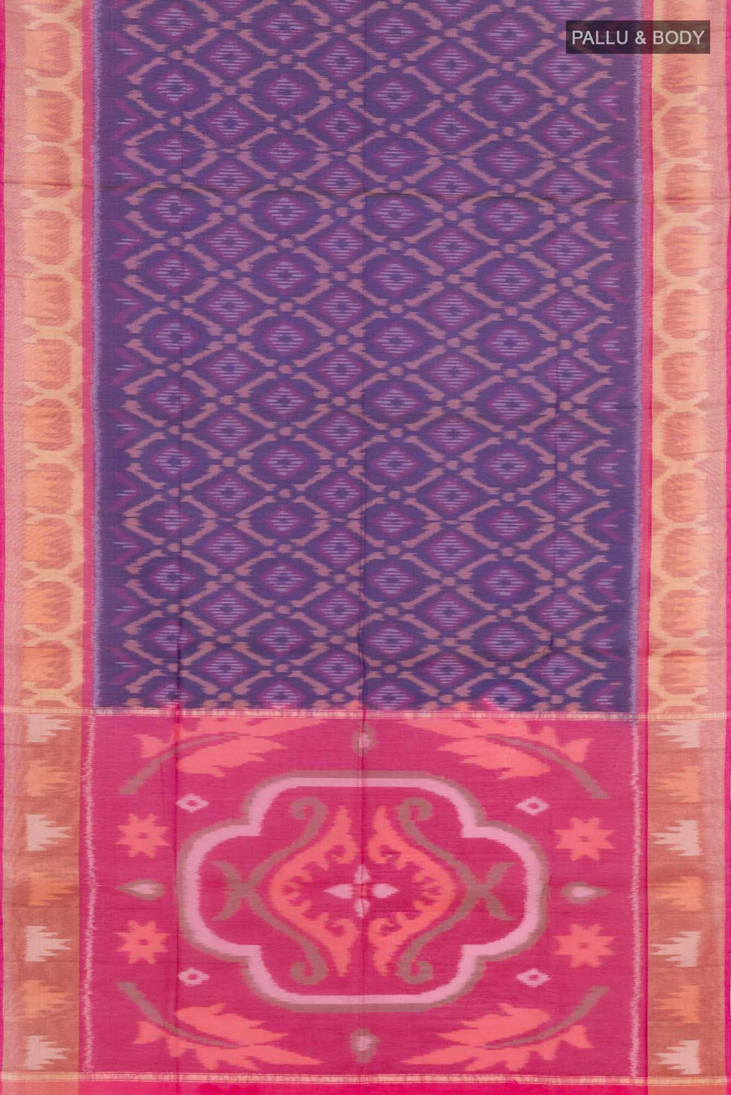Dark Blue Kora Cotton Saree