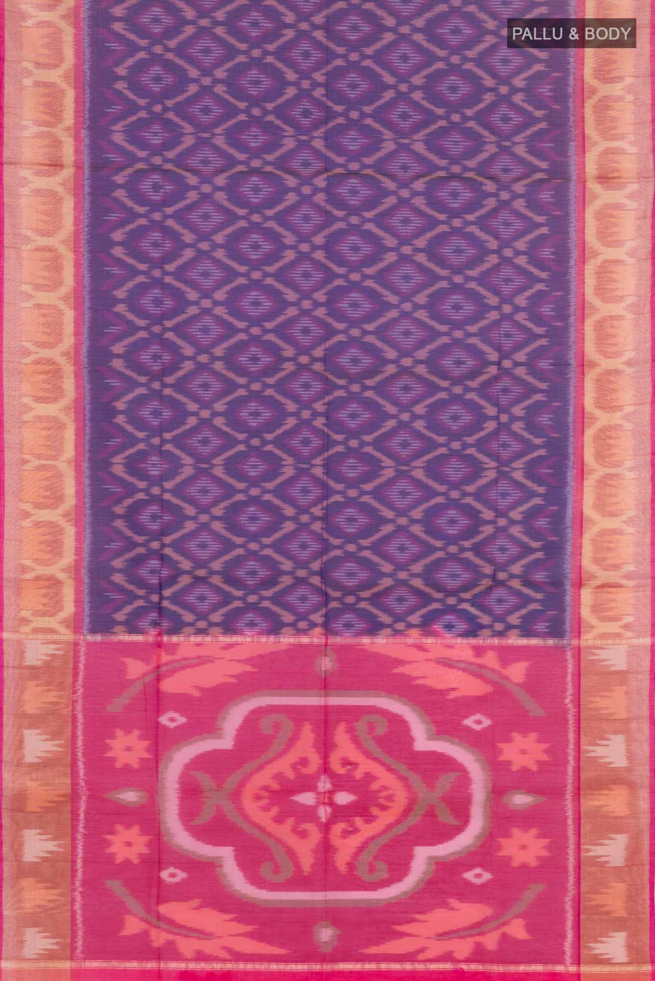 Dark Blue Kora Cotton Saree