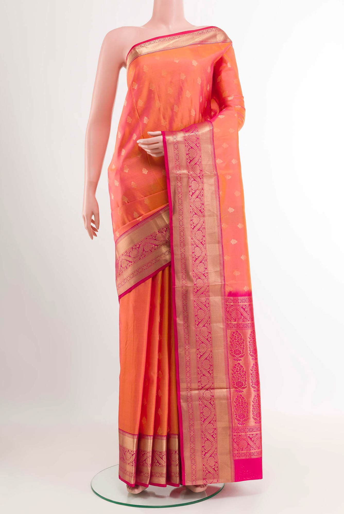 Pinkish Yellow Soft Silk Saree