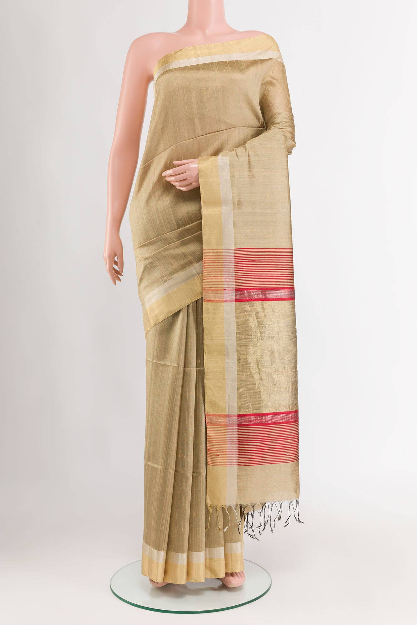 Beige Raw Silk Saree
