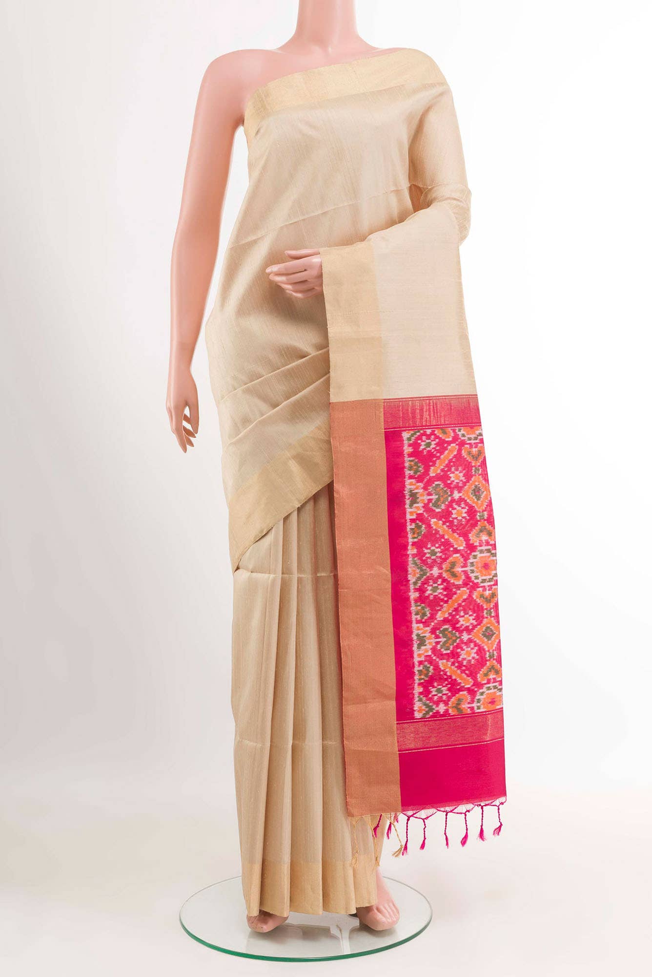 Beige Raw Silk Saree