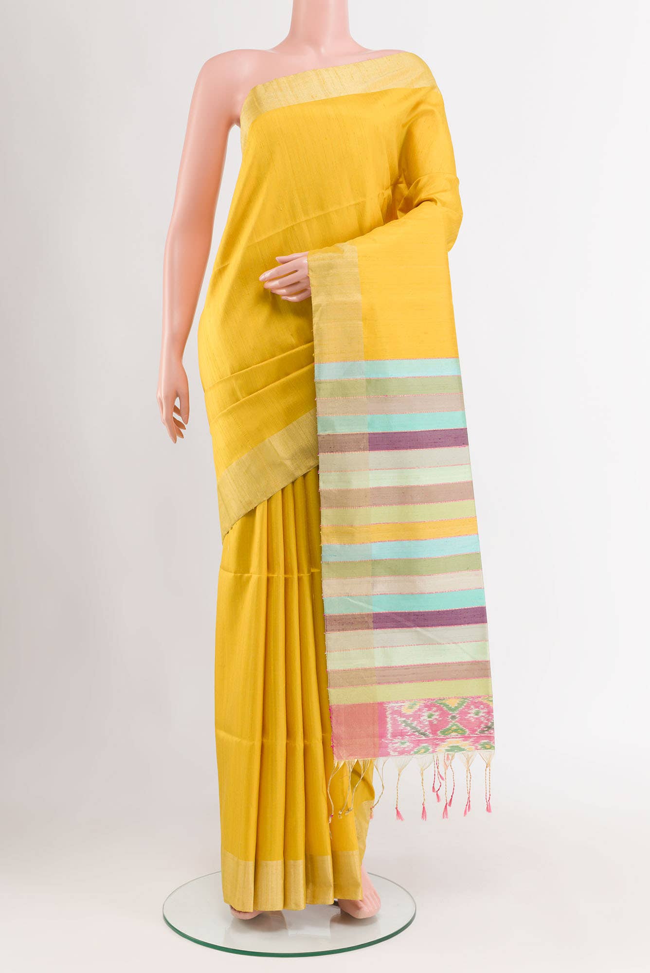 Yellow Raw Silk Saree