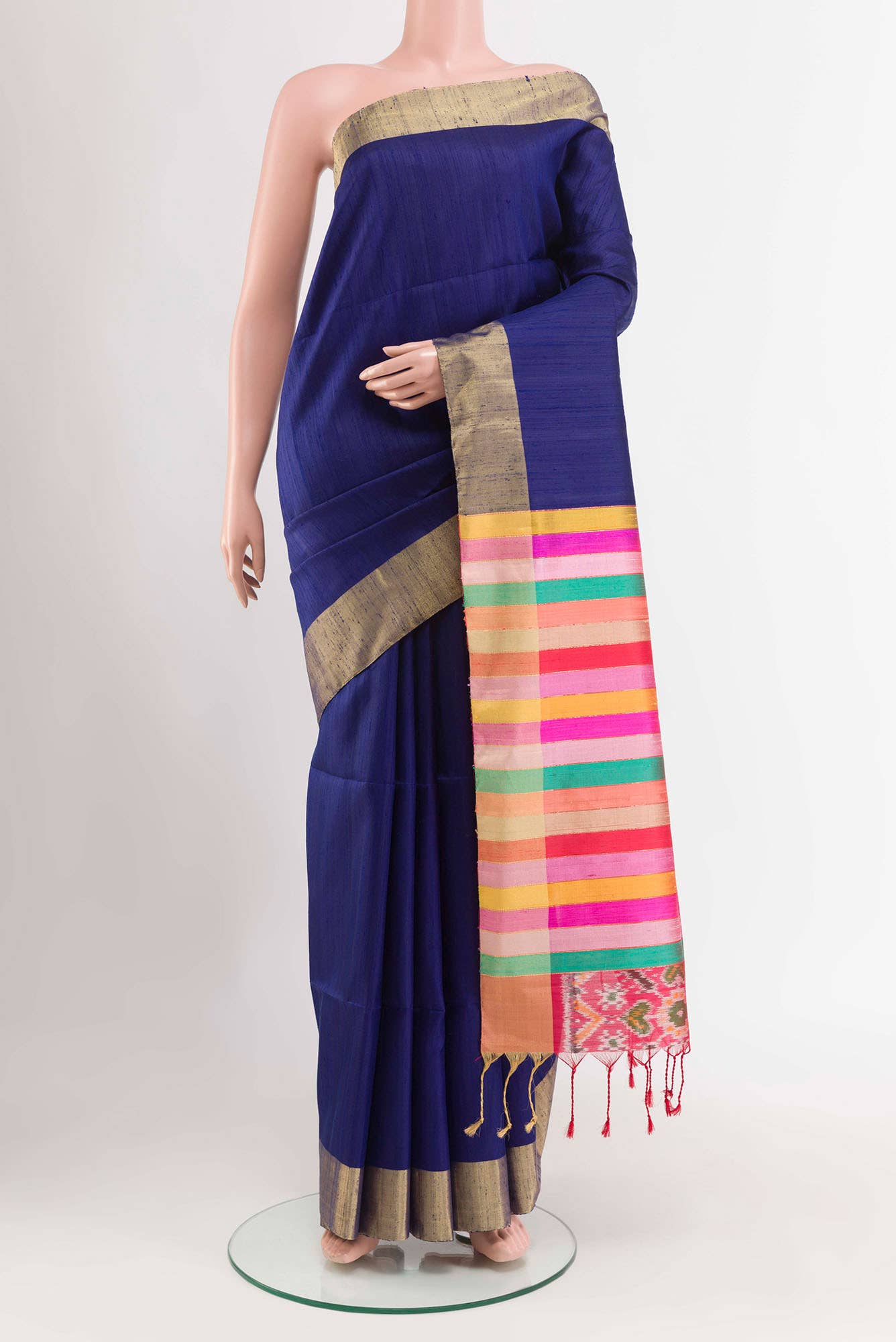 Dark Blue Raw Silk Saree