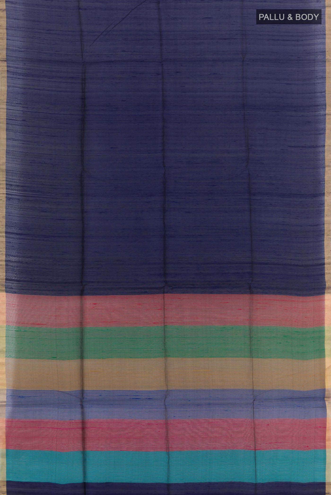 Navy Blue Raw Silk Saree