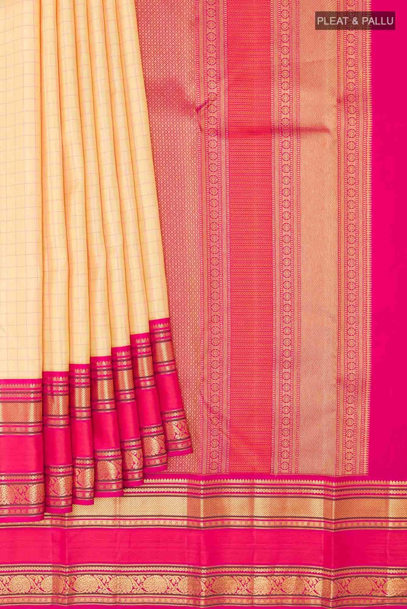 Beige Kanchipuram Silk Saree
