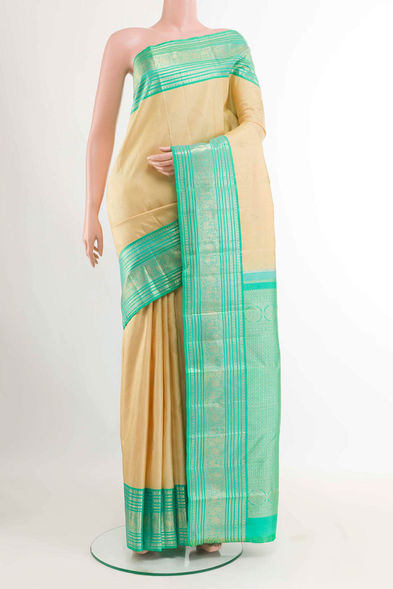 Beige Kanchipuram Silk Saree
