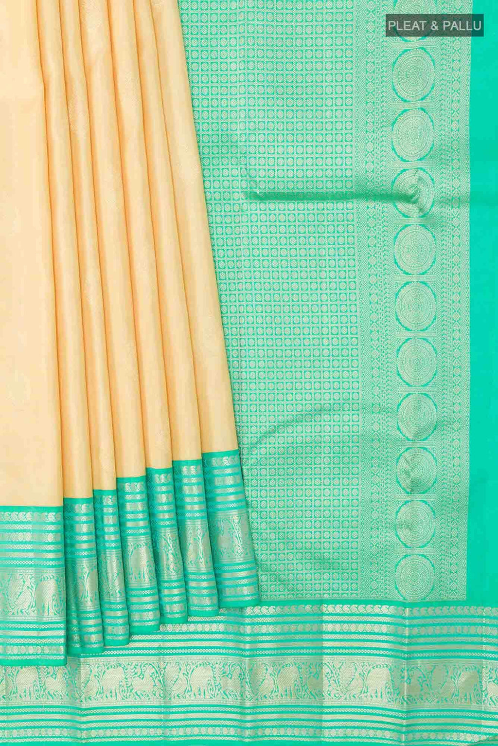 Beige Kanchipuram Silk Saree