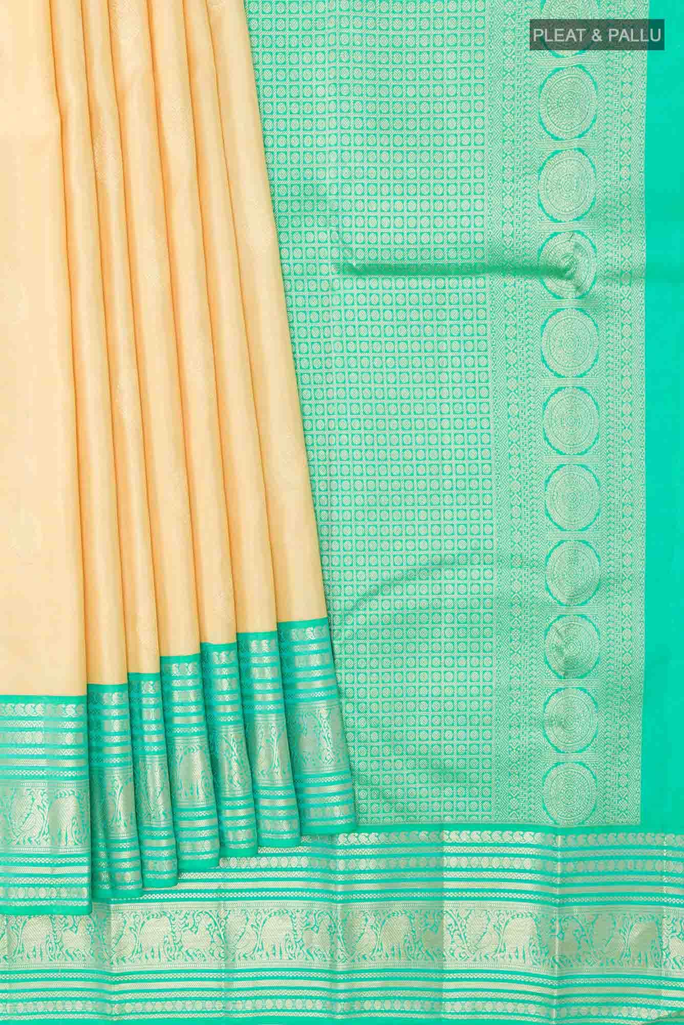 Beige Kanchipuram Silk Saree