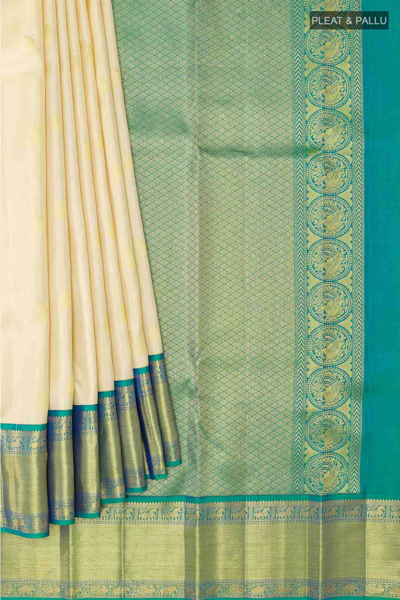 Beige Kanchipuram Silk Saree