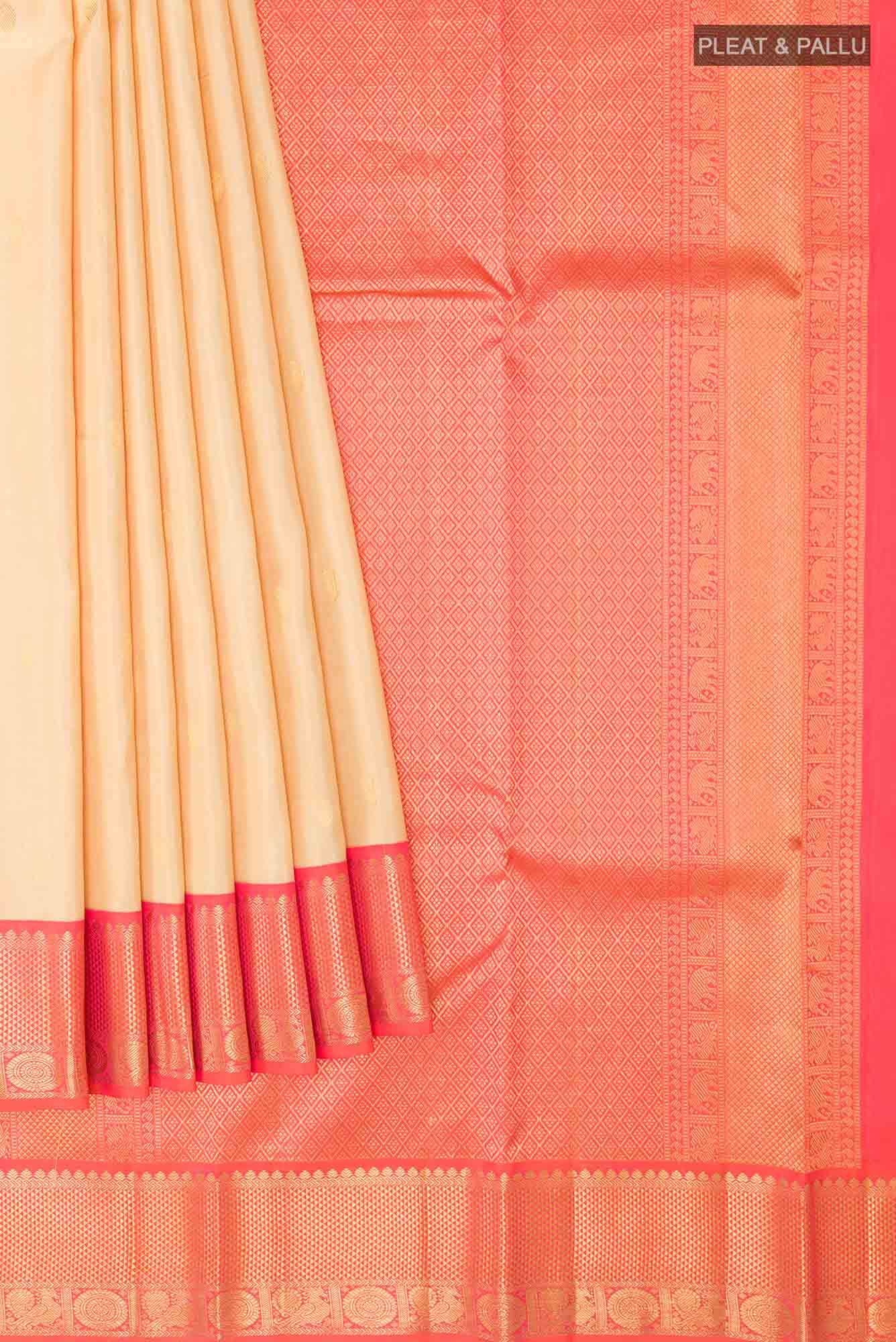 Beige Kanchipuram Silk Saree