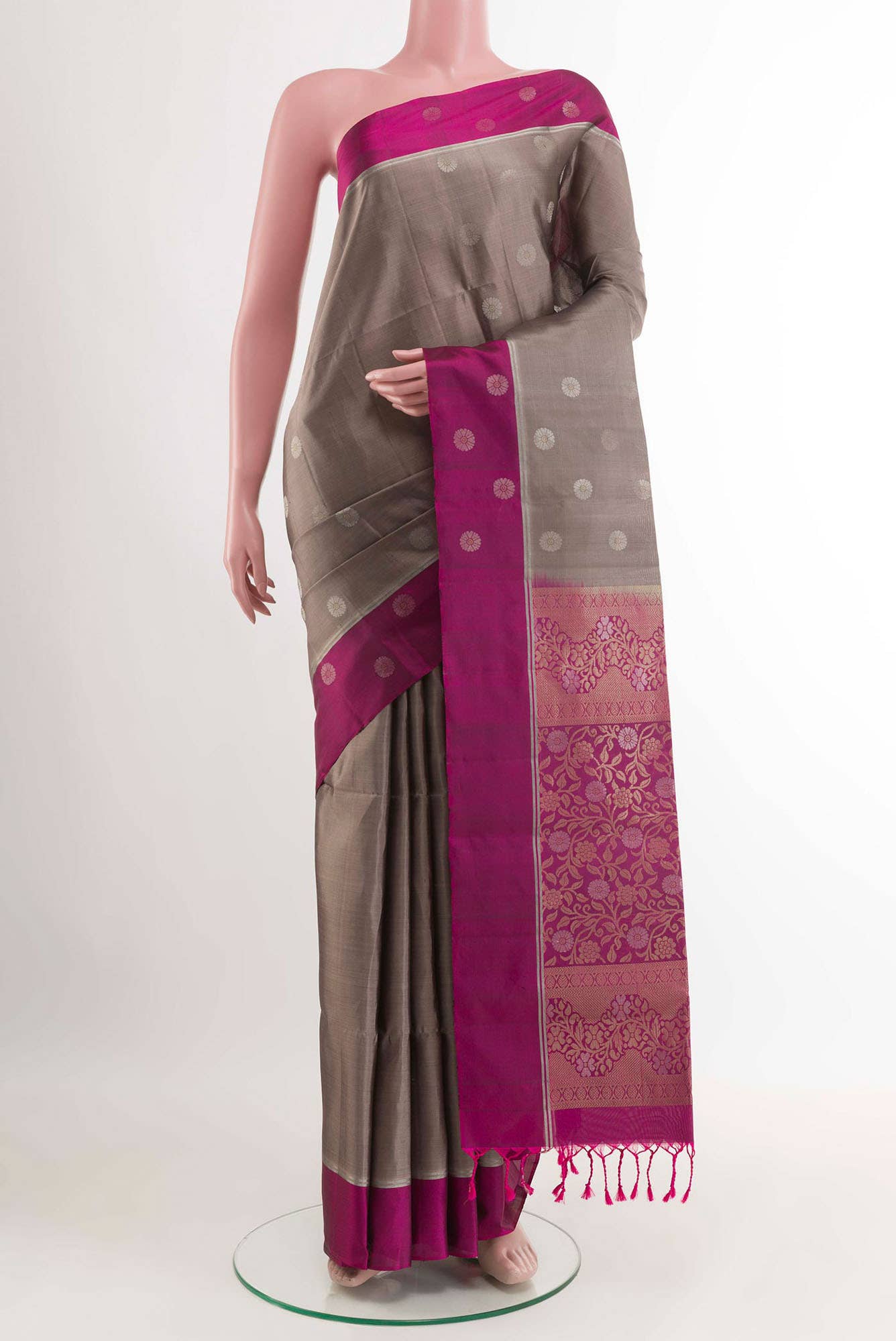 Grey Soft Silk Saree