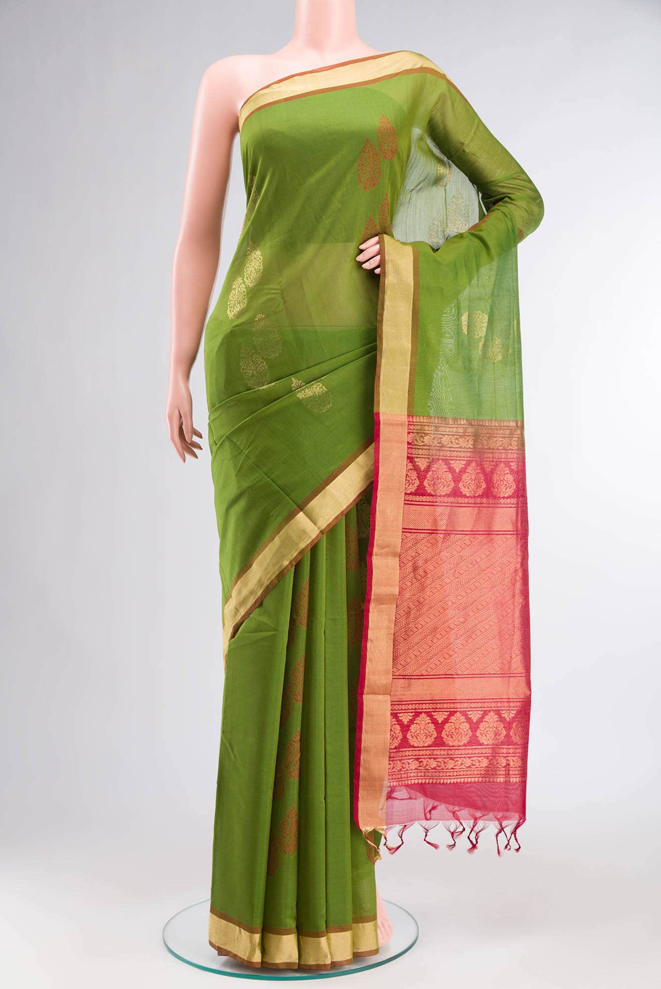 Green Silk Cotton Saree