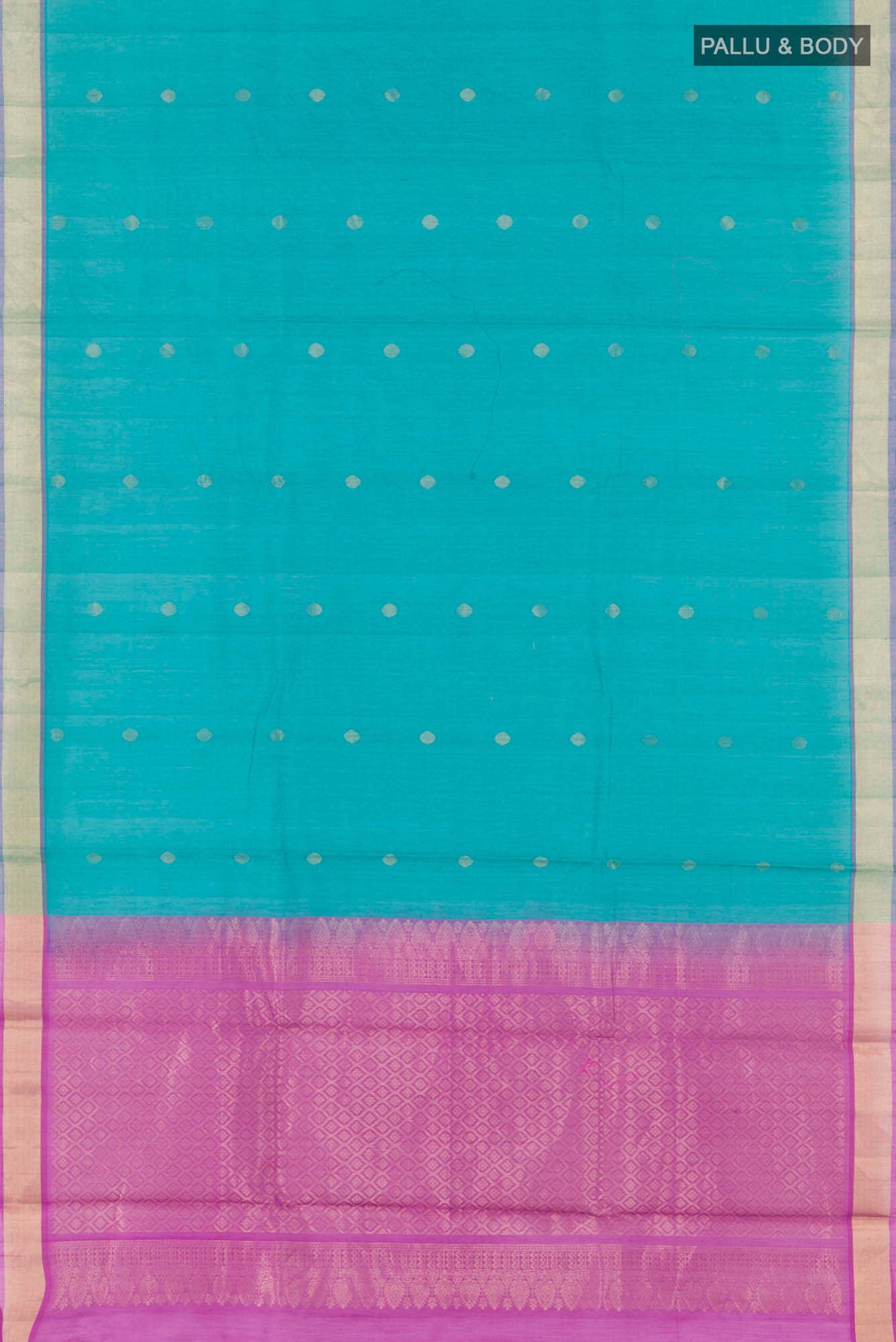 Teal Blended Kora Cotton Saree