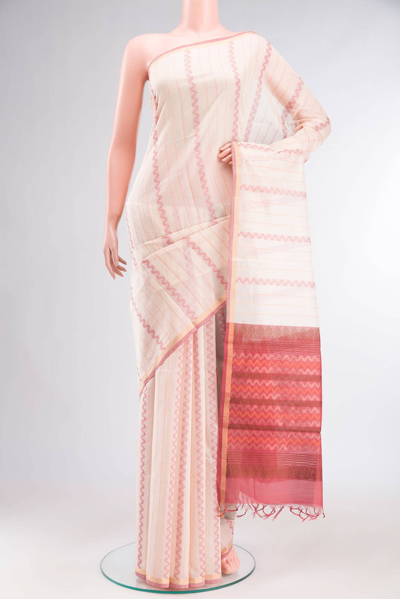 Cream Silk Cotton Saree