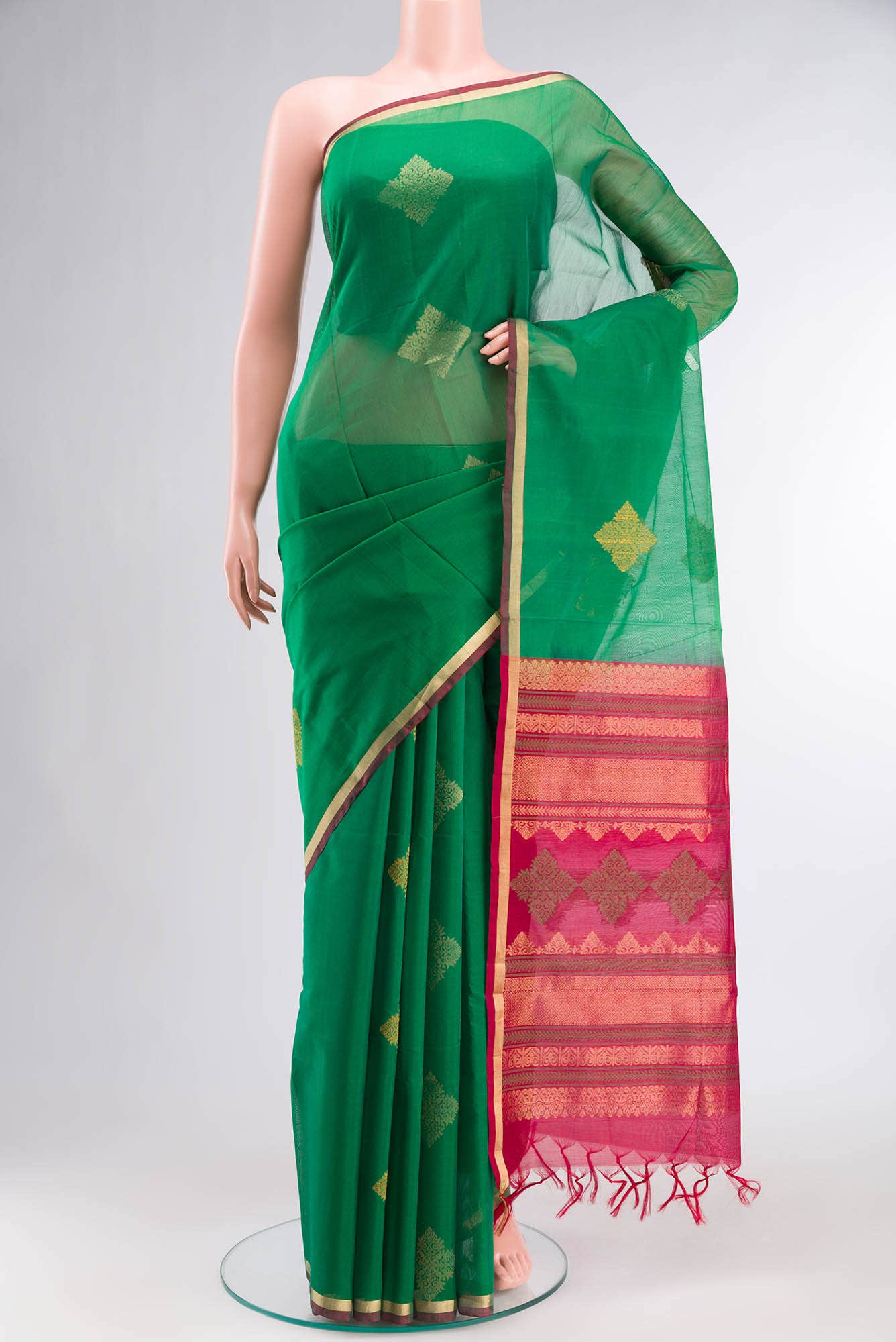Green Silk Cotton Saree
