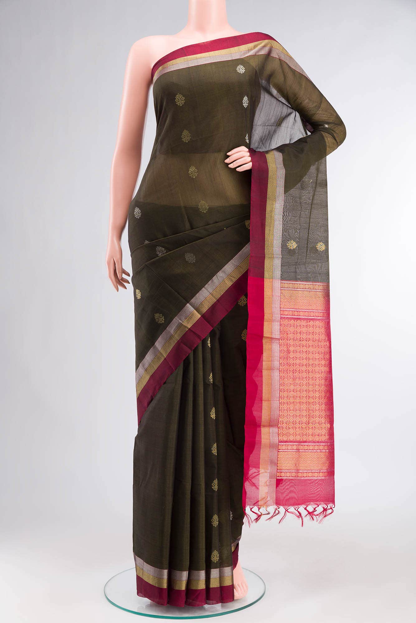 Green Silk Cotton Saree