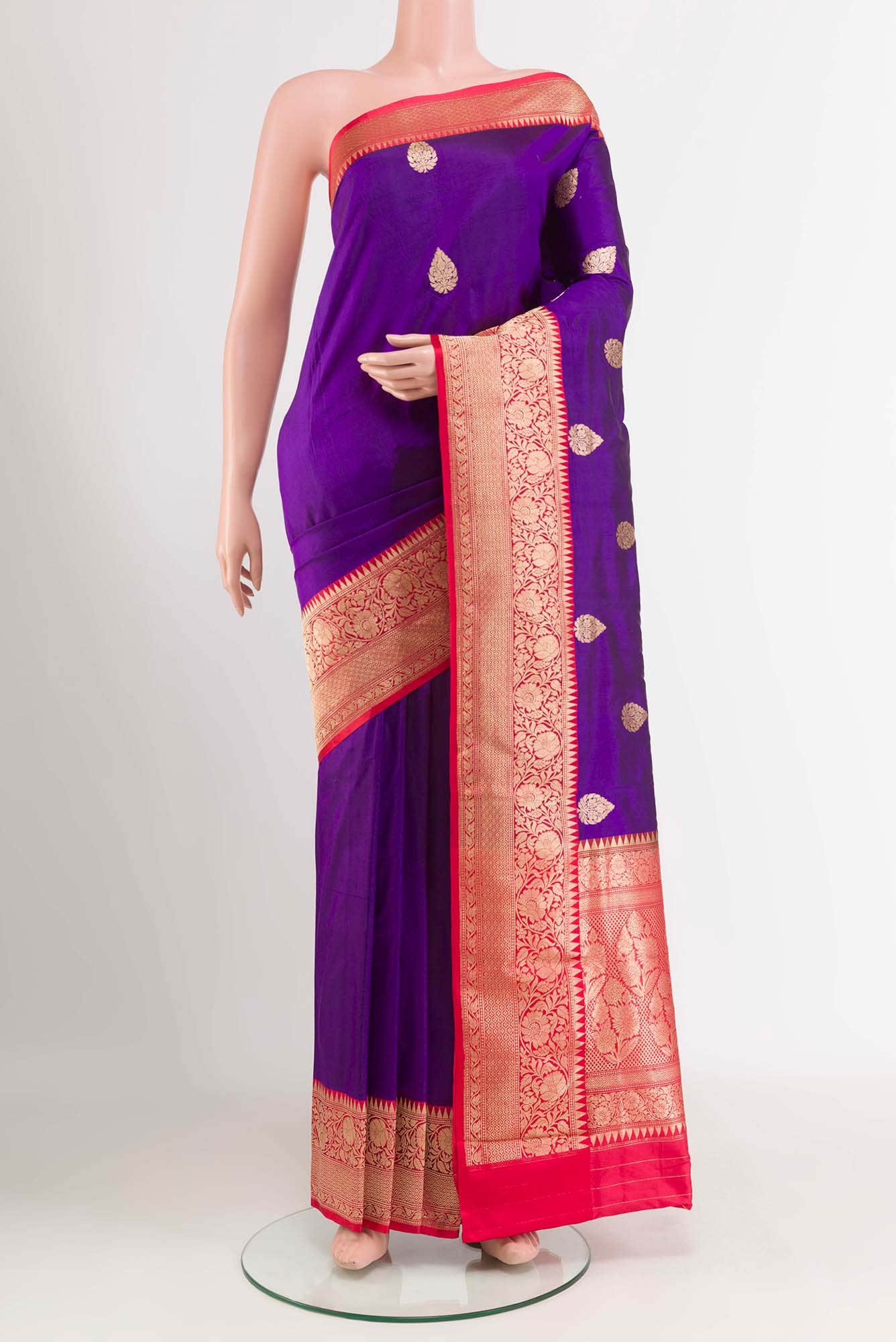 Purple Banarasi Katan Silk Saree