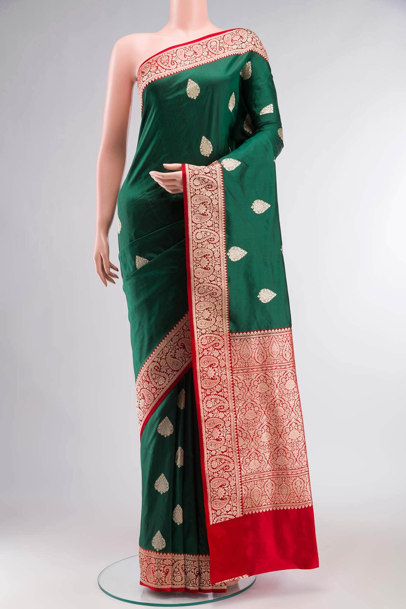 Green Banarasi Katan Silk Saree