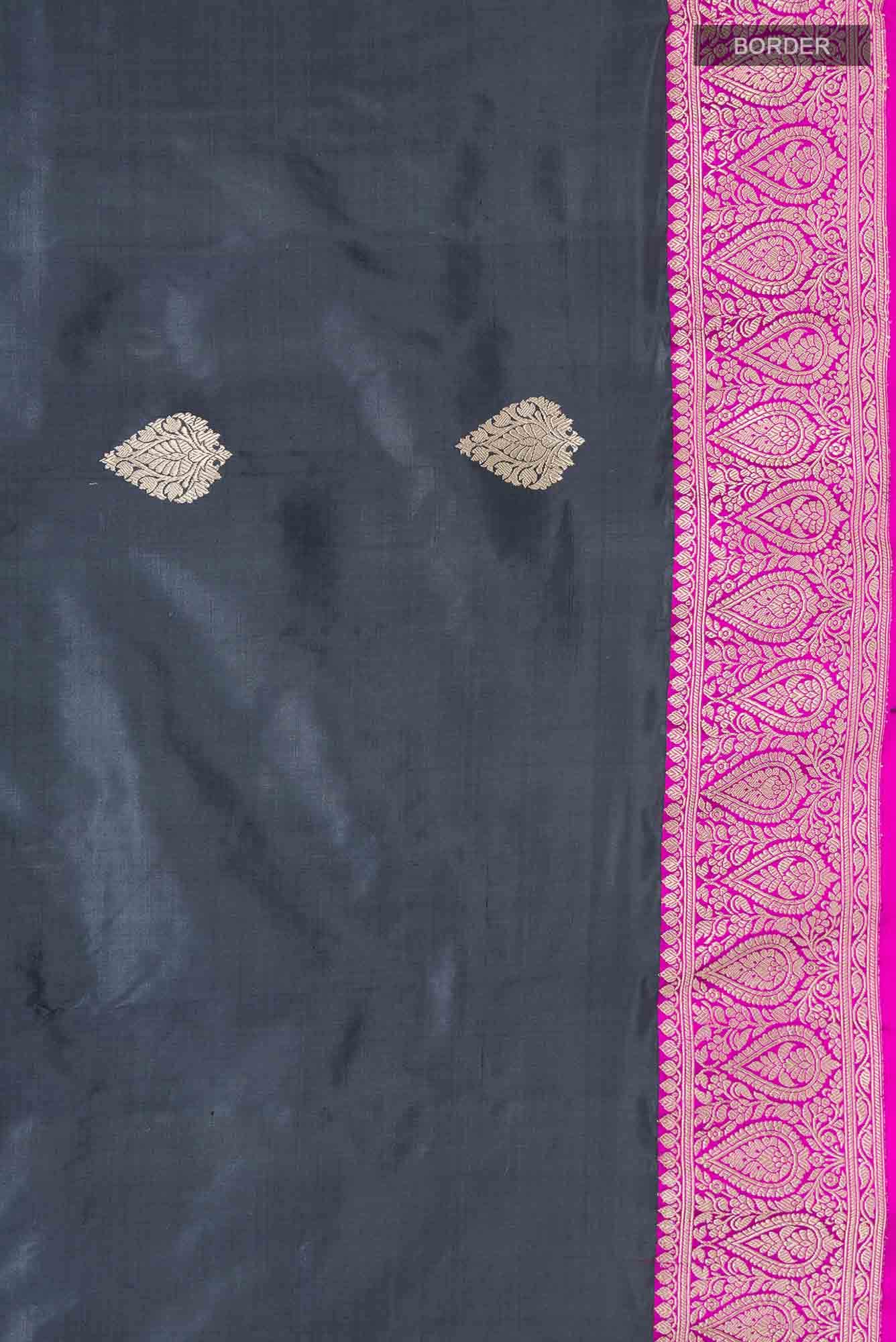 Grey Banarasi Katan Silk Saree