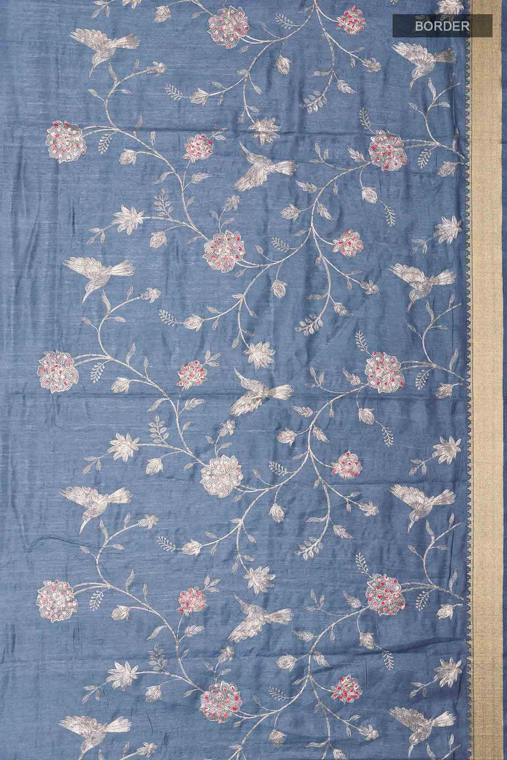 Blue Grey Tussar Saree
