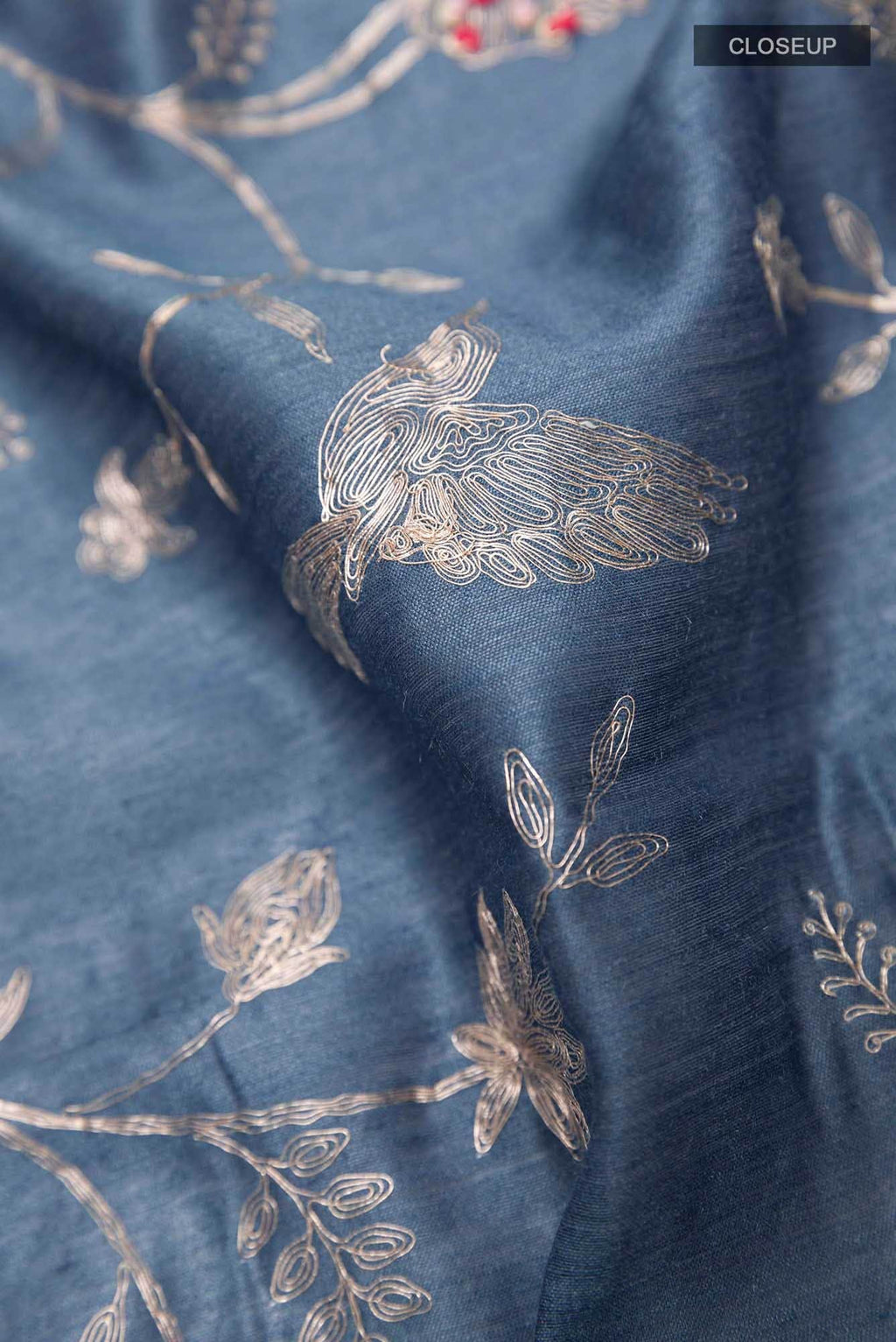 Blue Grey Tussar Saree