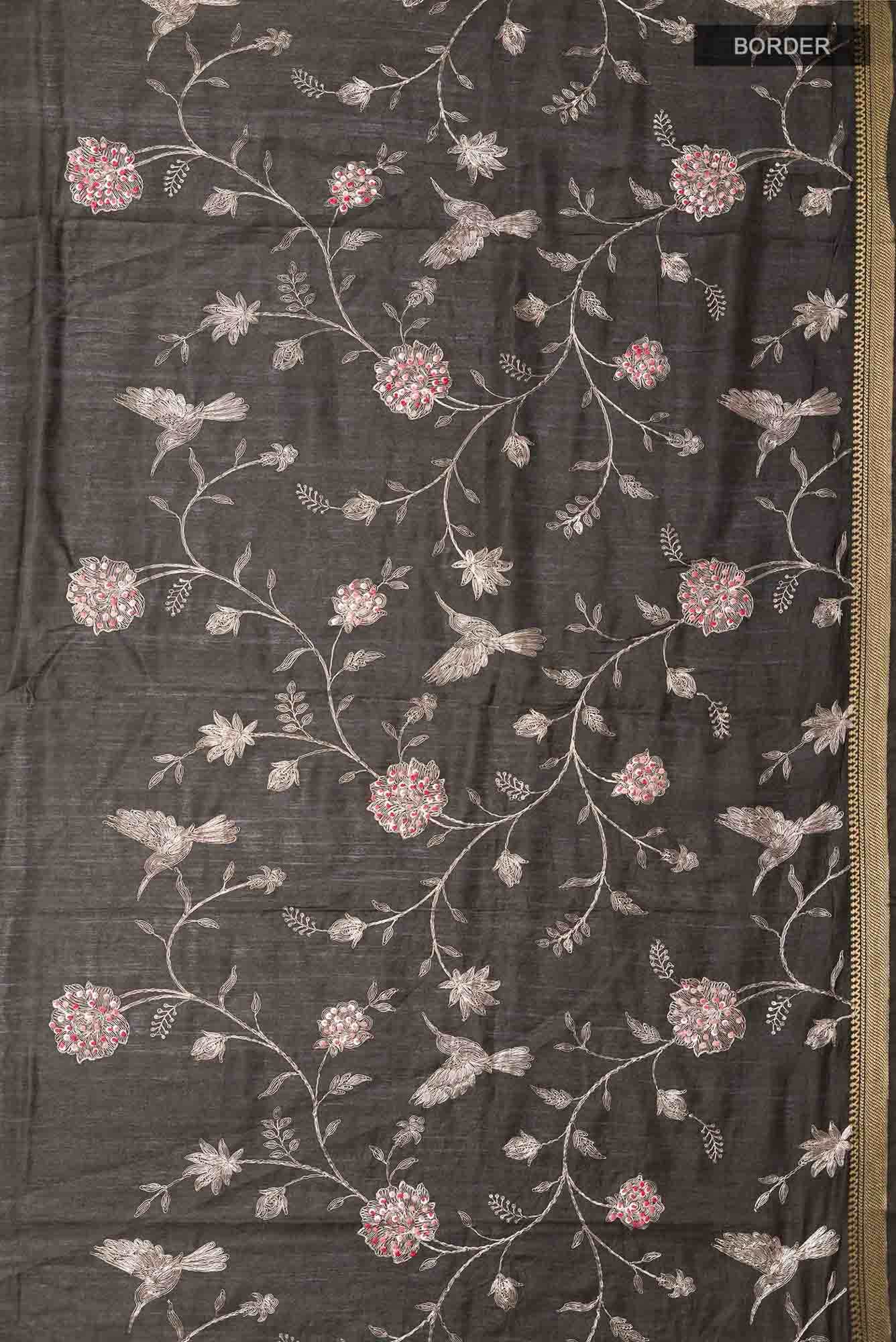 Black Tussar Saree