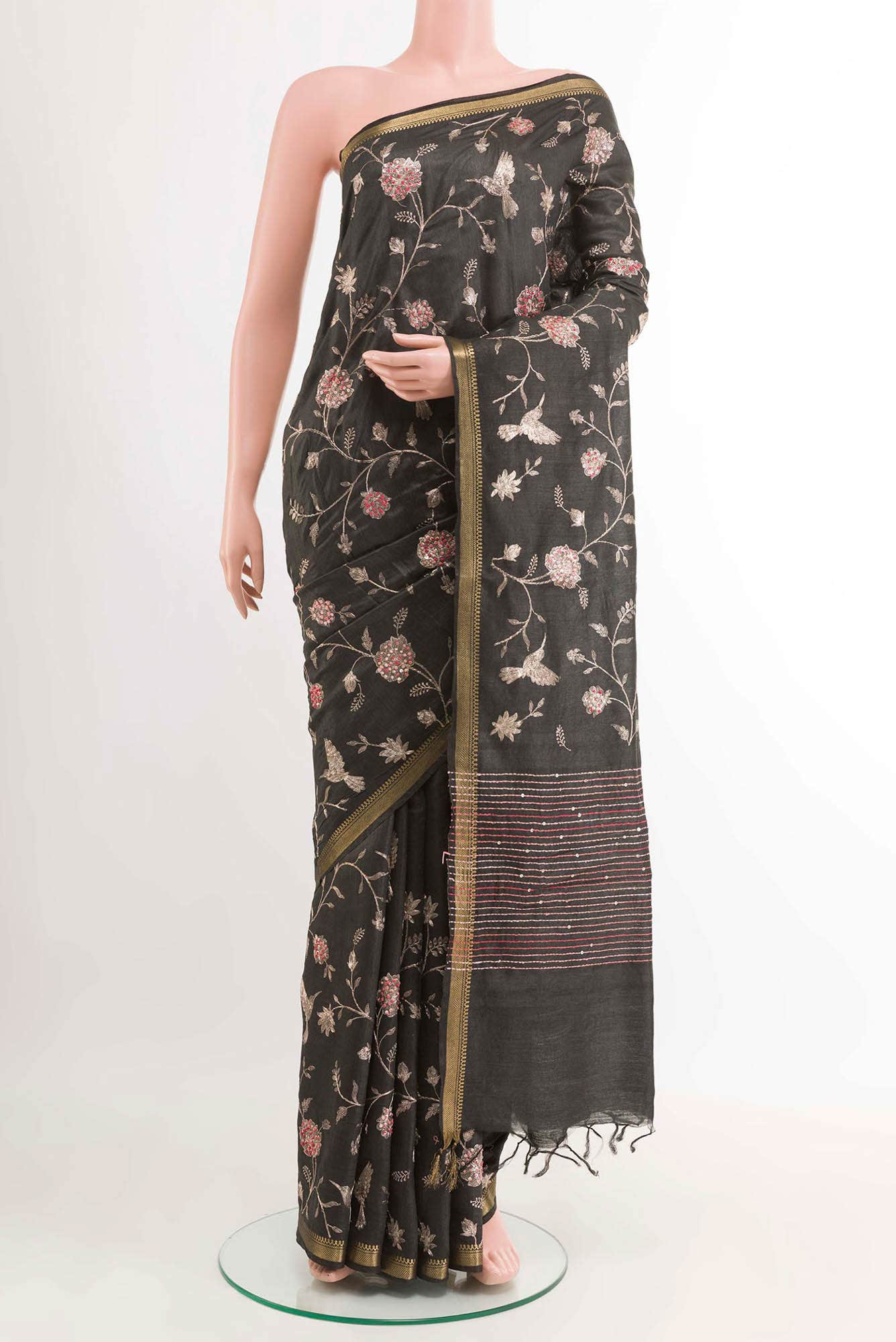 Black Tussar Saree