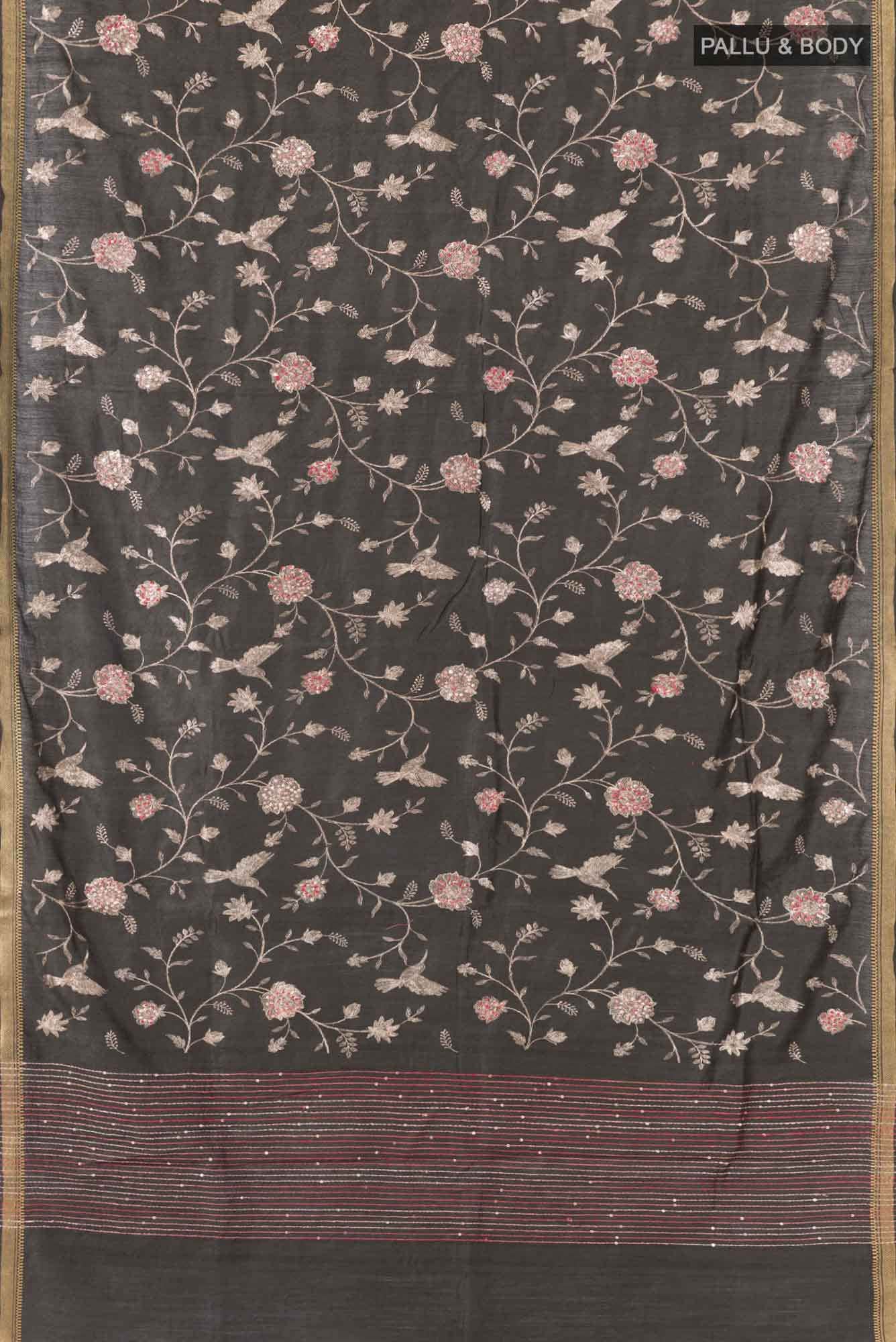 Black Tussar Saree