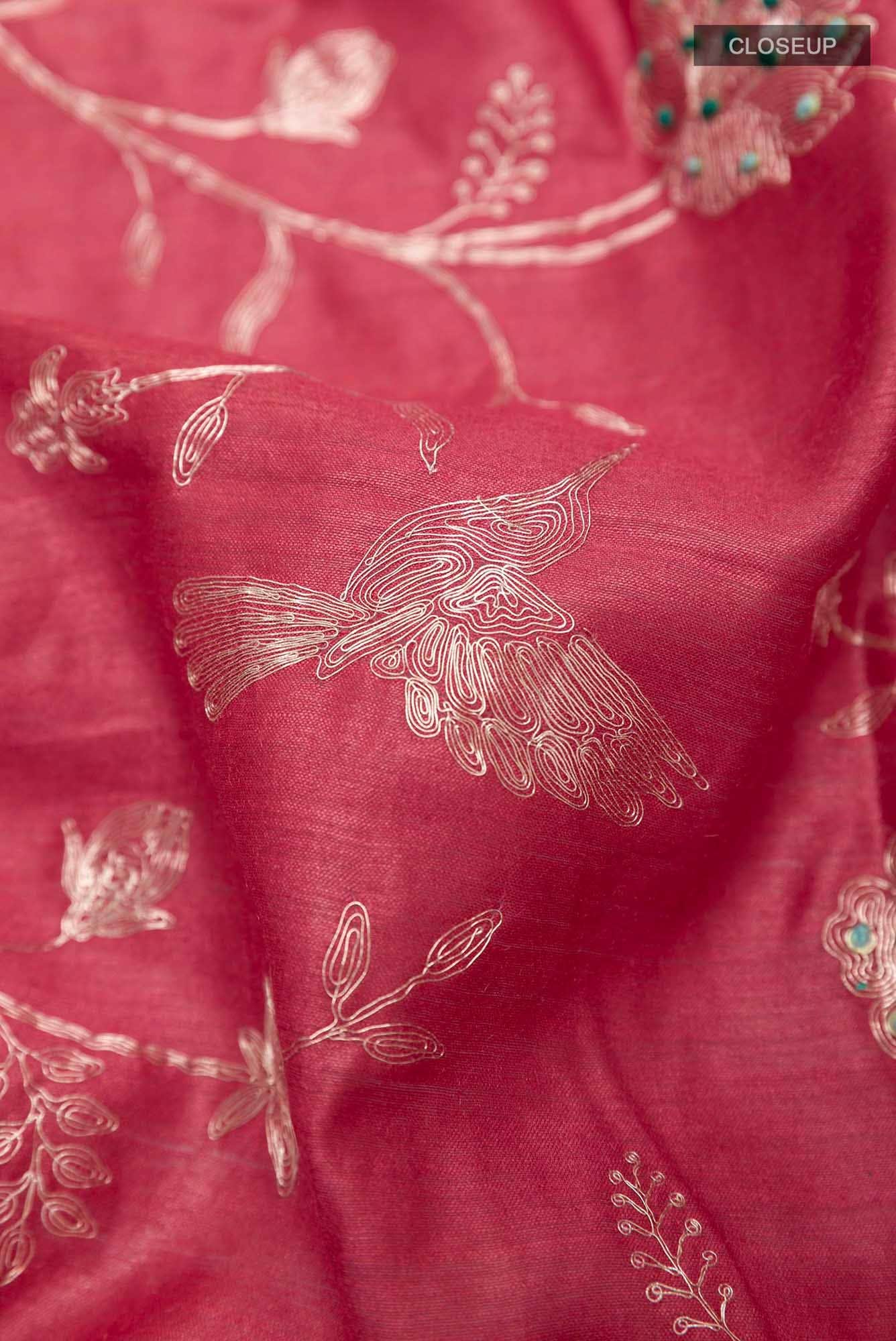 Red Tussar Saree