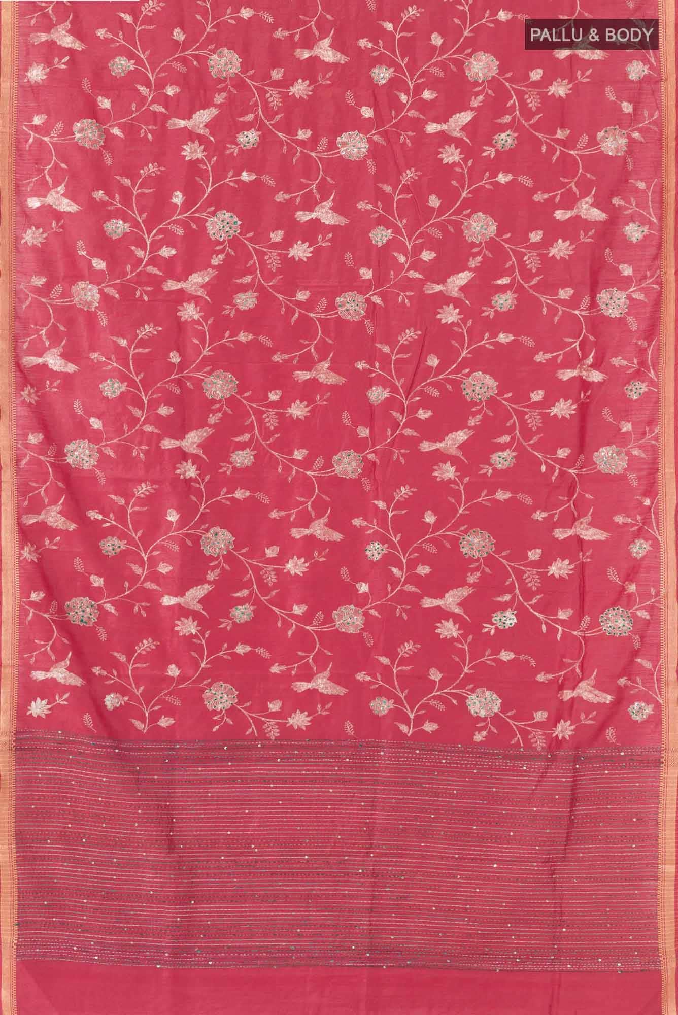 Red Tussar Saree