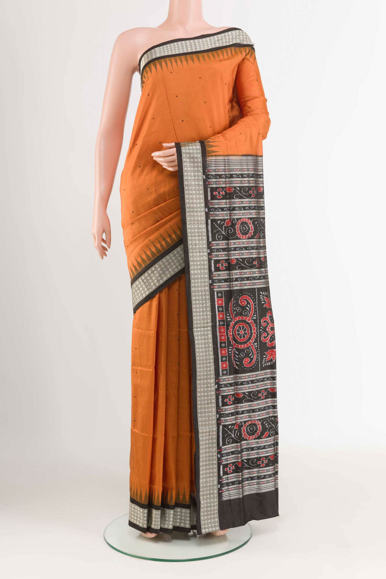 Rust Orissa Silk Saree