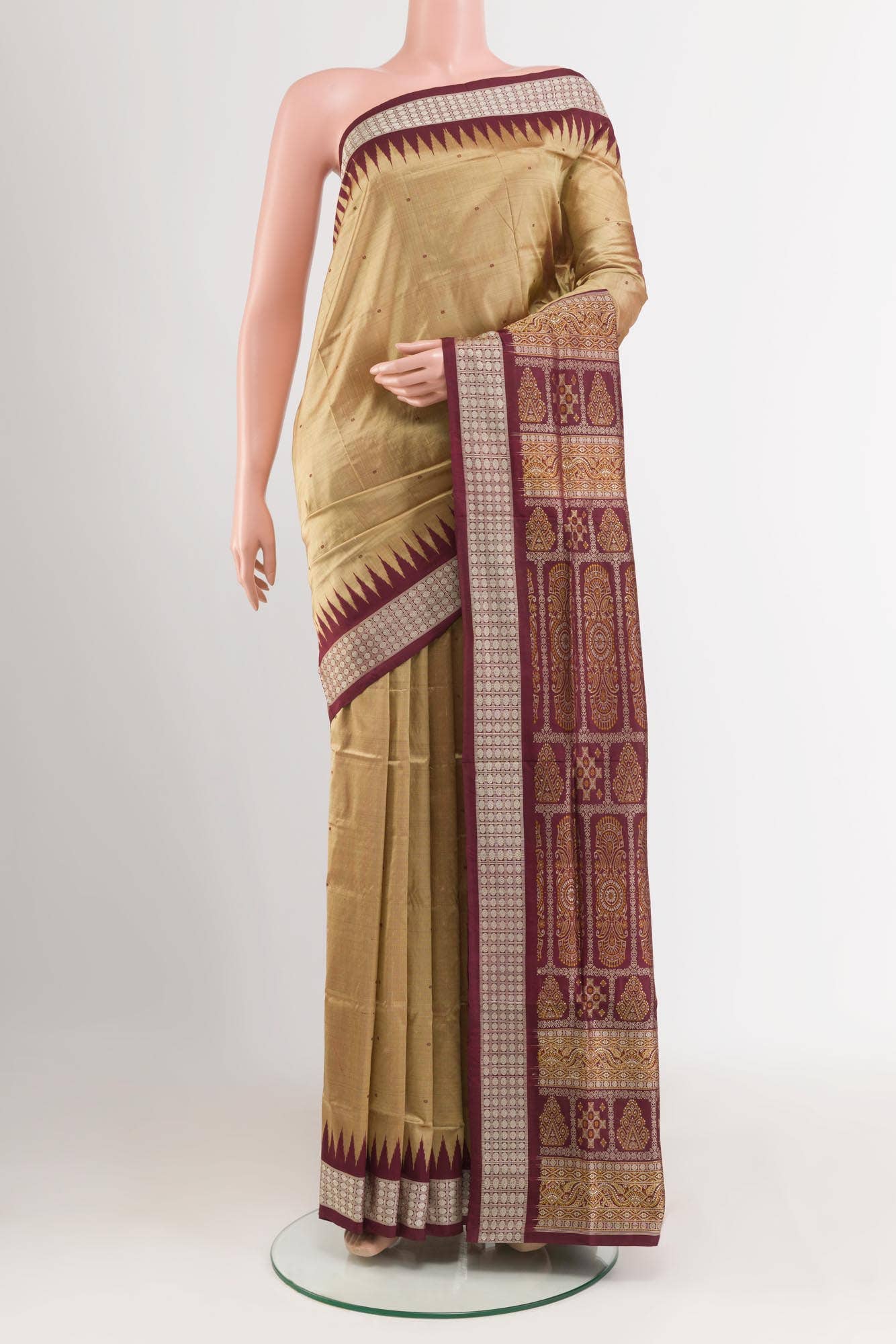 Beige Orissa Silk Saree