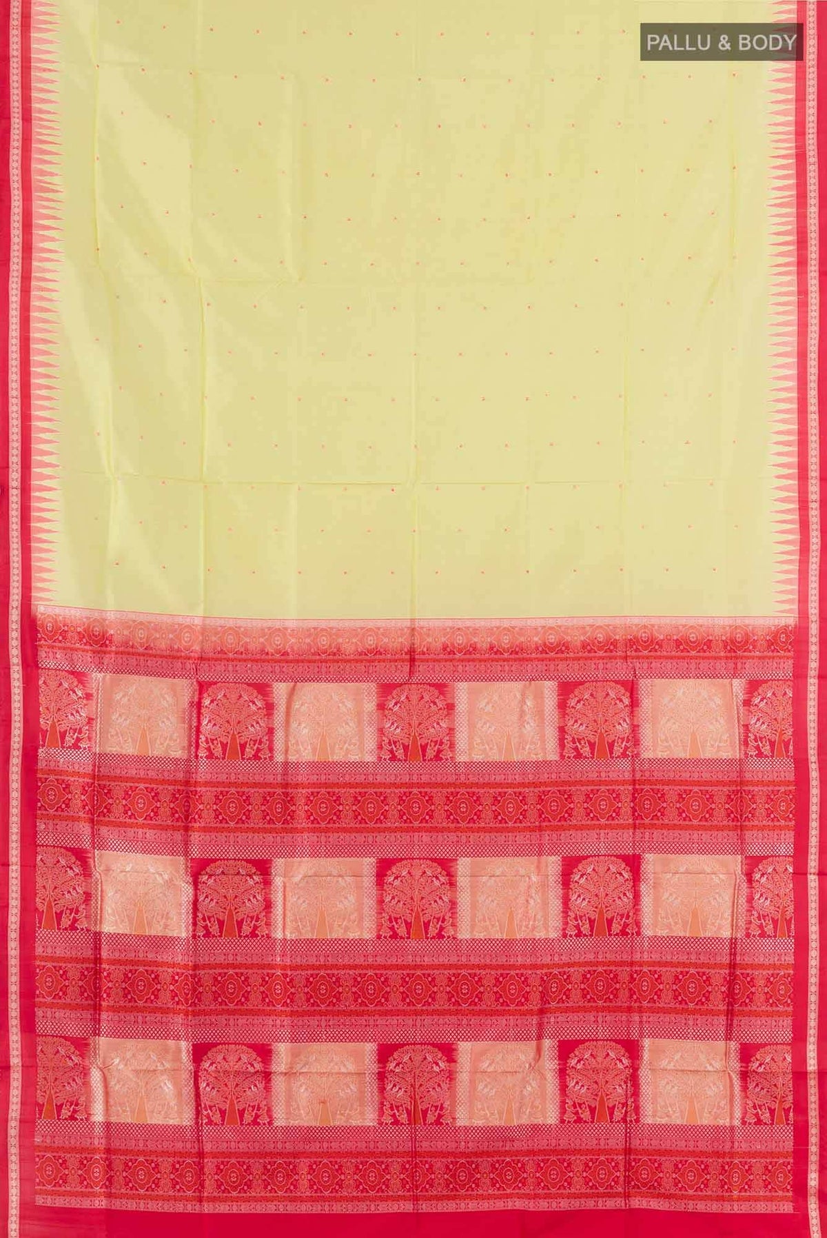 Lemon Yellow Orissa Silk Saree