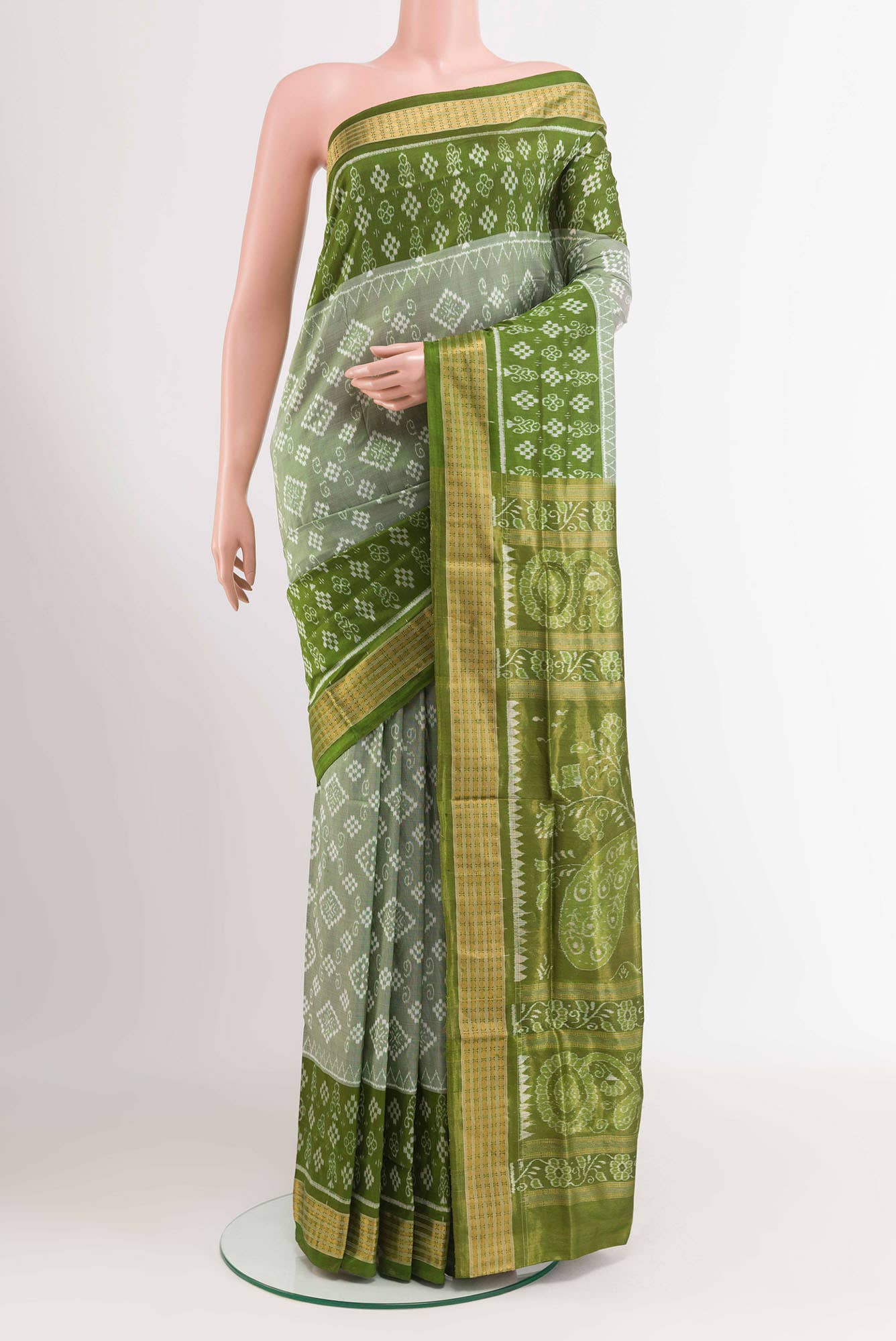 Pista Green Orissa Silk Saree